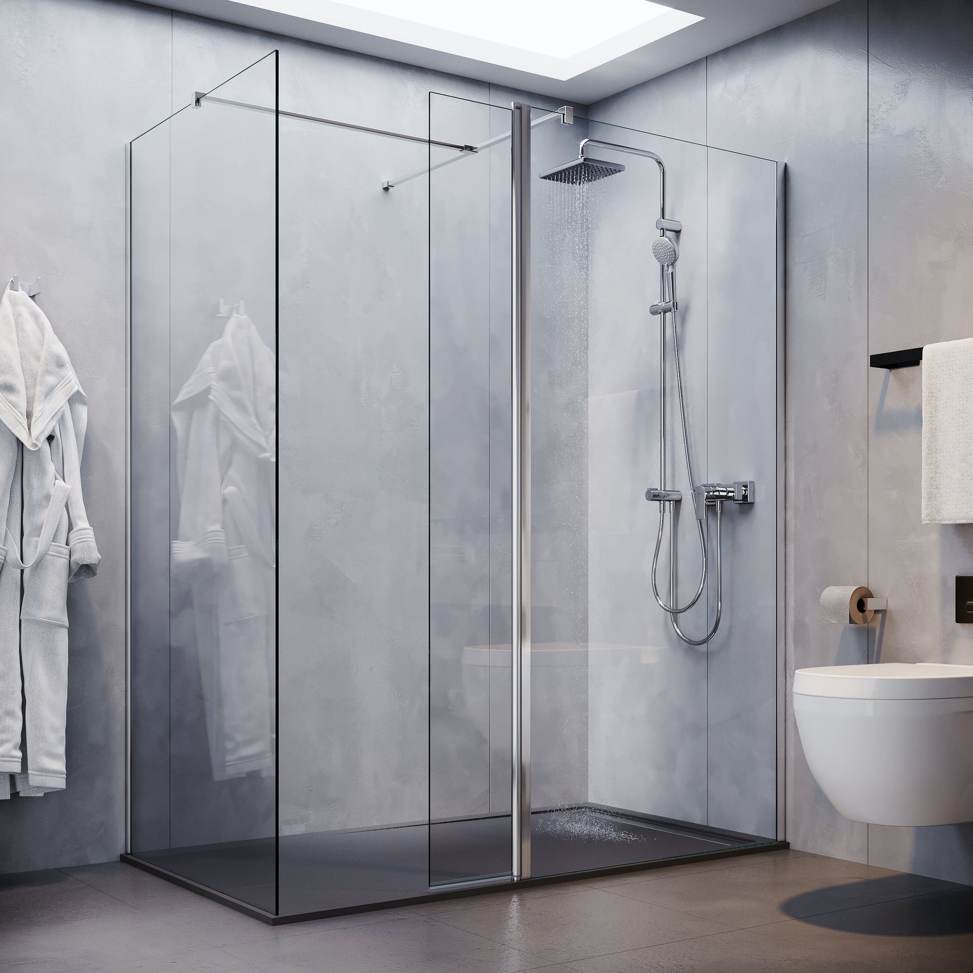 Moderne Dusche ohne Glas: Pflegeleichte Trends gegen Kalk & Schimmel