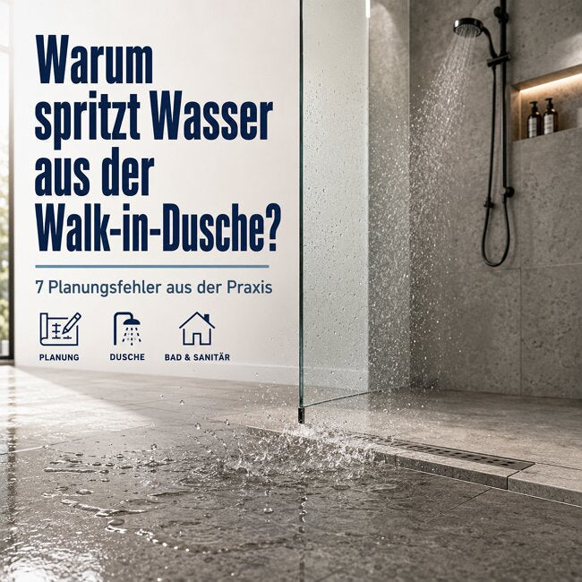 Warum spritzt Wasser aus der Walk-in-Dusche? 7 Planungsfehler aus der Praxis