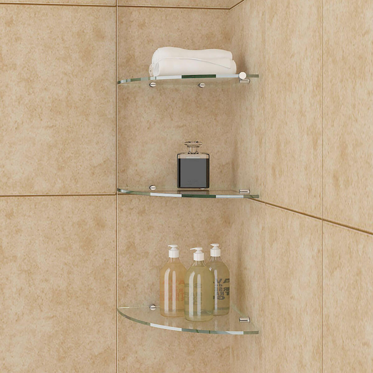 SONNI Wandregal Glasregal 8mm klar Glas Eckregal Glasboden für Duschwände/Duschkabine