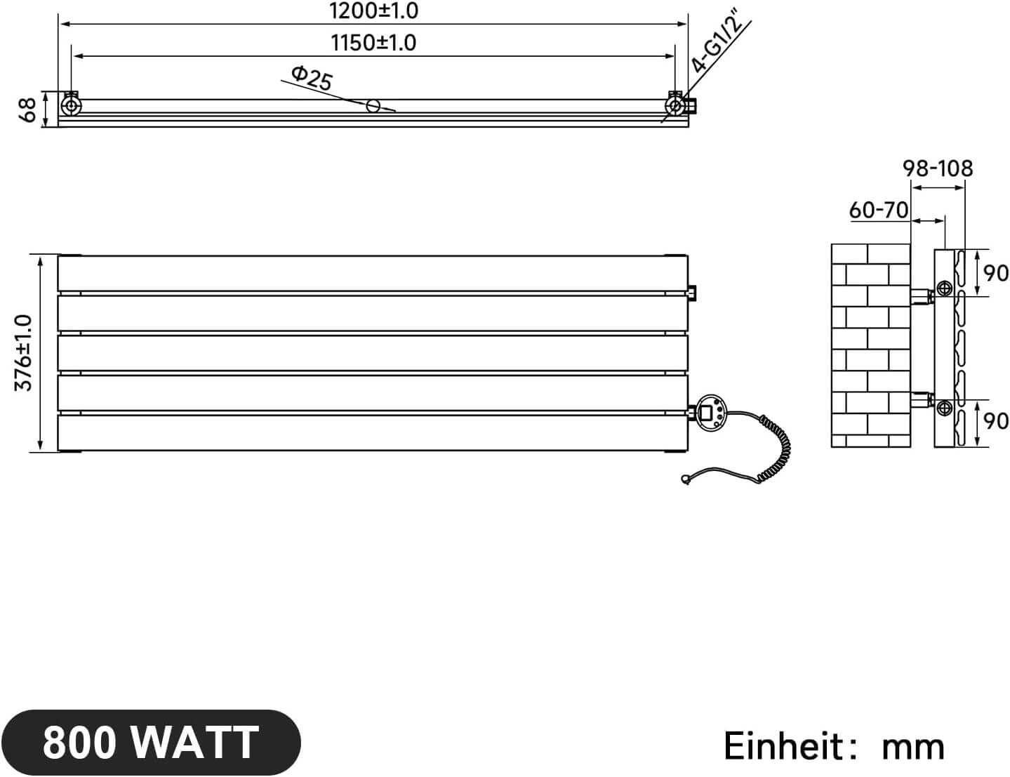 SONNI Badheizkörper Elektrischer Paneelheizkörper Weiß Mit Programmierbare Thermostate für Handtuchwärmer Handtuchheizkörper Elektrisch mit Timerfunktion und Temperaturregler