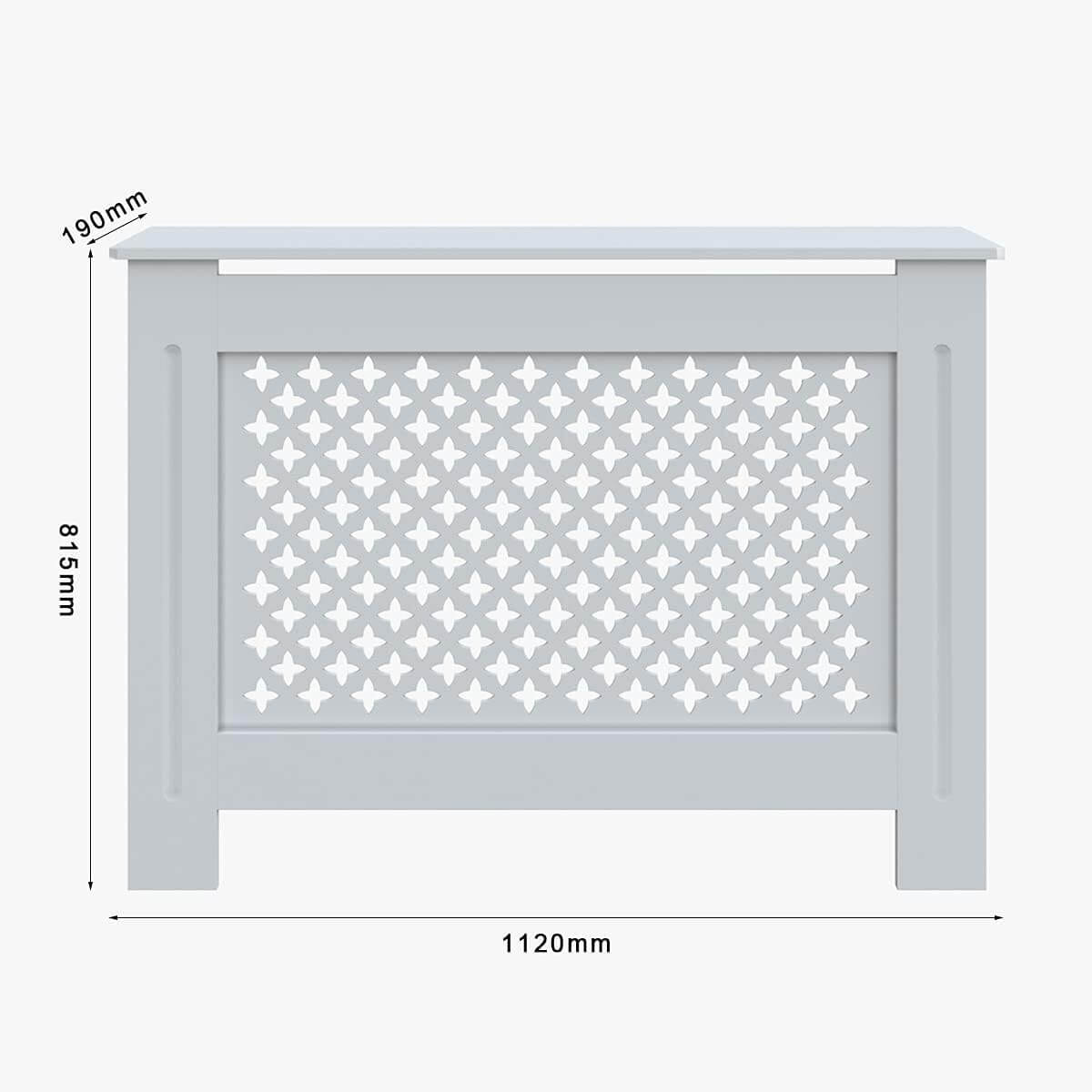 SONNI Heizkörperverkleidung Abdeckung Heizungsverkleidung weiß mit Kreuzgitter für Wohnzimmer Flur Diele B1120 x T190 x H815 mm