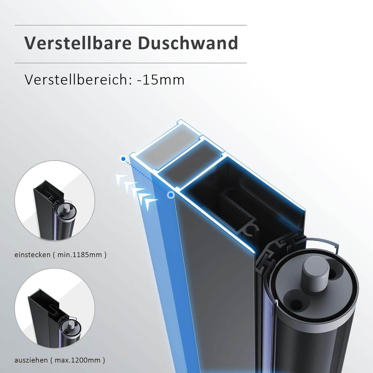 SONNI Duschwand für Badewanne Schwarz NANO-GLAS Badewannenaufsatz faltbar 80x140 cm(BxH) Duschabtrennung Badewanne