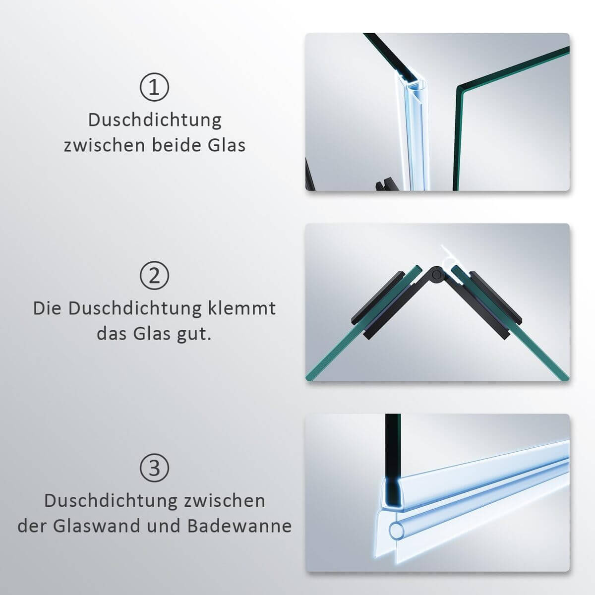 SONNI Duschwand für Badewanne Schwarz NANO-GLAS Badewannenaufsatz 2-teilig faltbar 120x140 cm(BxH) Duschabtrennung Badewanne