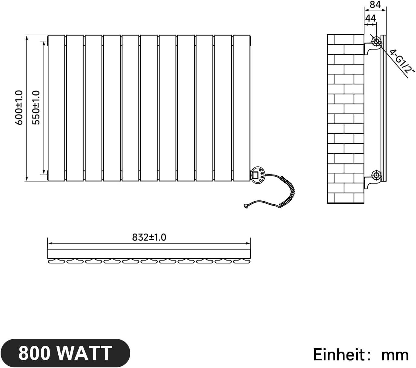 SONNI Badheizkörper Elektrischer Paneelheizkörper Weiß Mit Programmierbare Thermostate für Handtuchwärmer Handtuchheizkörper Elektrisch mit Timerfunktion und Temperaturregler