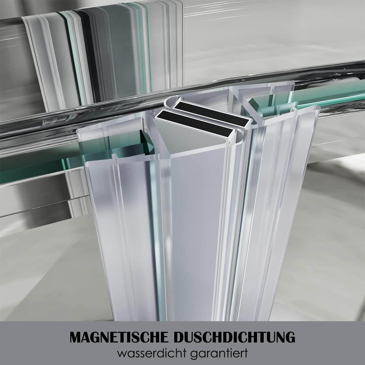 SONNI Duschkabine Runddusche Schiebetür ESG Glastür 80/90/100cm Höhe 185cm /195cm Radius 55cm