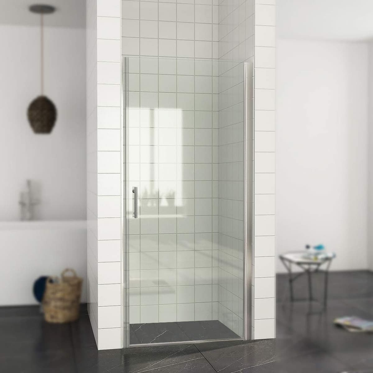 SONNI Dusche Nischentür Duschtür ESG Glastür mit Nano Beschichtung 70-90cm Höhe 185/195cm