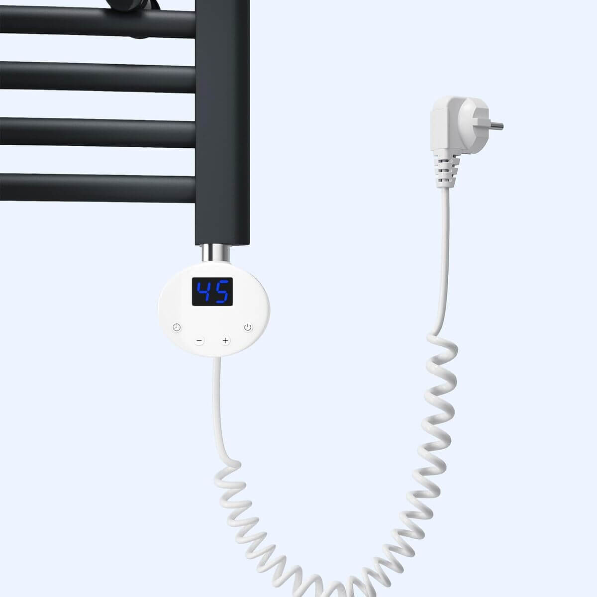 SONNI Badheizkörper Elektrisch mit Thermostat Anthrazit Handtuchtrockner Mittelanschluss Oval Handtuchwärmer für Bad Heizung Ohne /Mit Multiblock