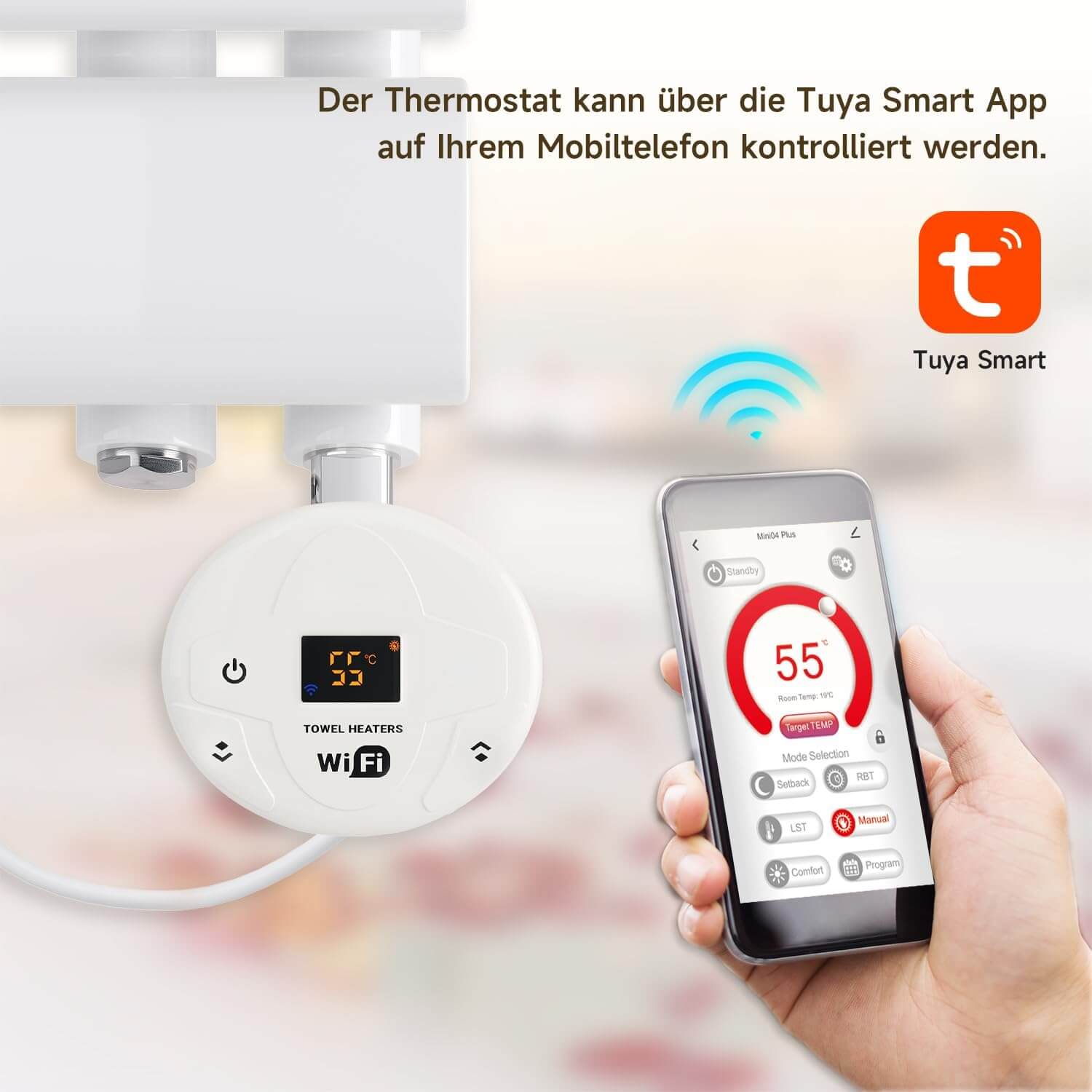 SONNI Badheizkörper Elektrischer Paneelheizkörper Anthrazit Mit Programmierbare Thermostate für Handtuchwärmer Handtuchheizkörper Elektrisch mit Timerfunktion und Temperaturregler