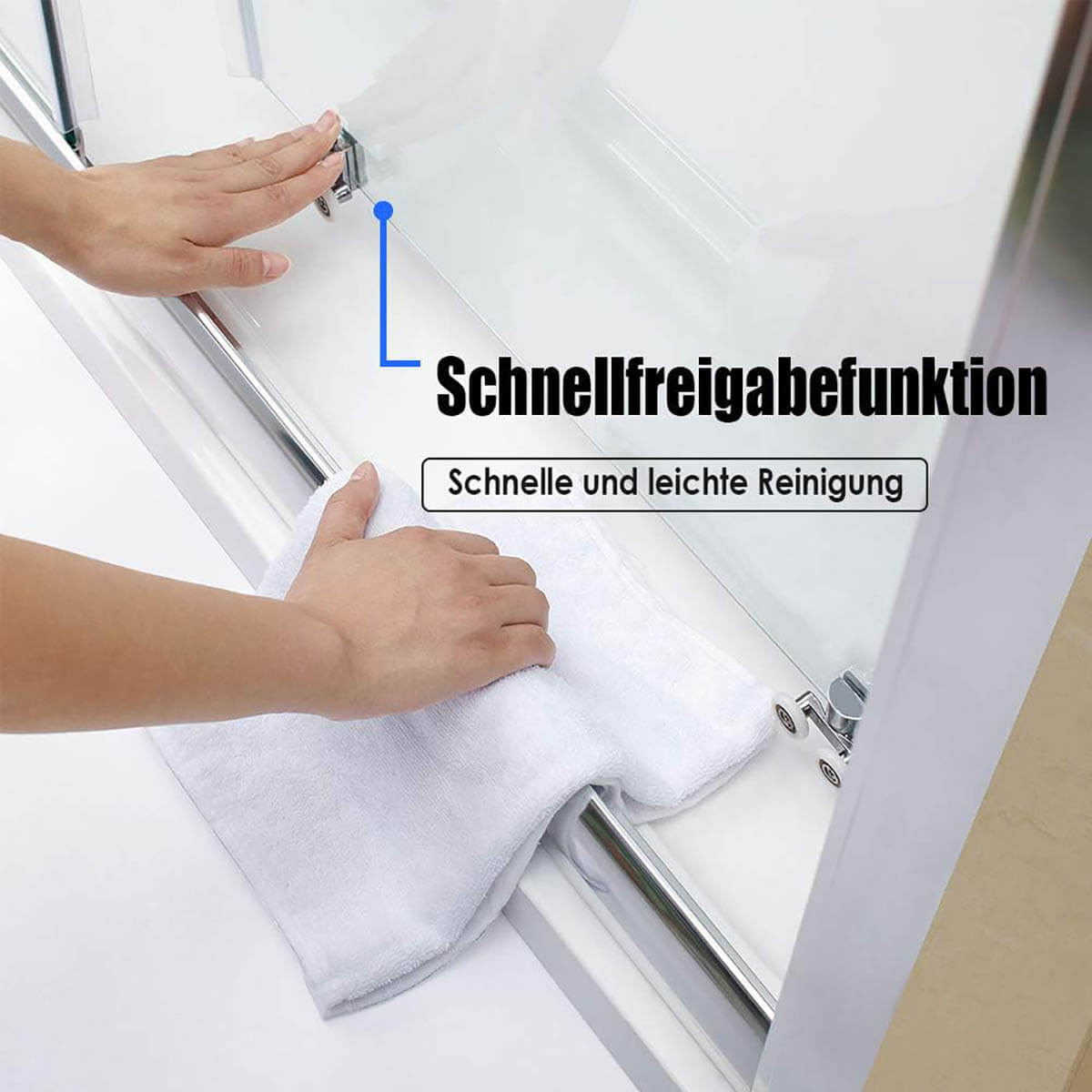 SONNI Dusche Nischentür Schiebetür mit Rahmen ESG Glastür 100-170cm Höhe 185cm