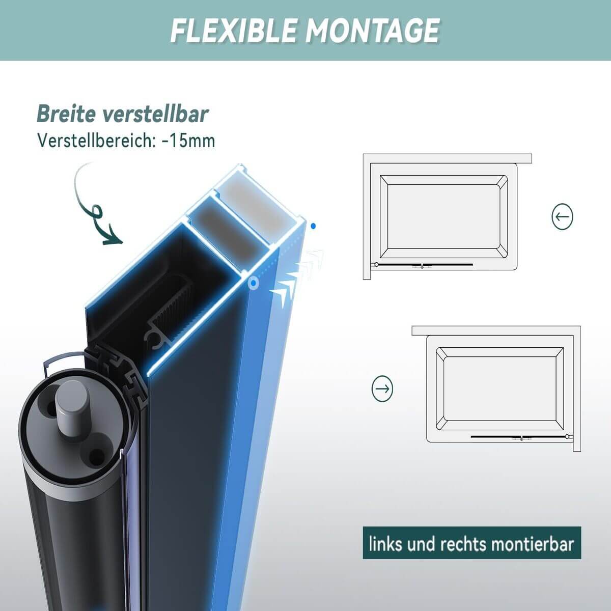 SONNI Duschwand für Badewanne Schwarz NANO-GLAS Badewannenaufsatz 2-teilig faltbar 120x140 cm(BxH) Duschabtrennung Badewanne