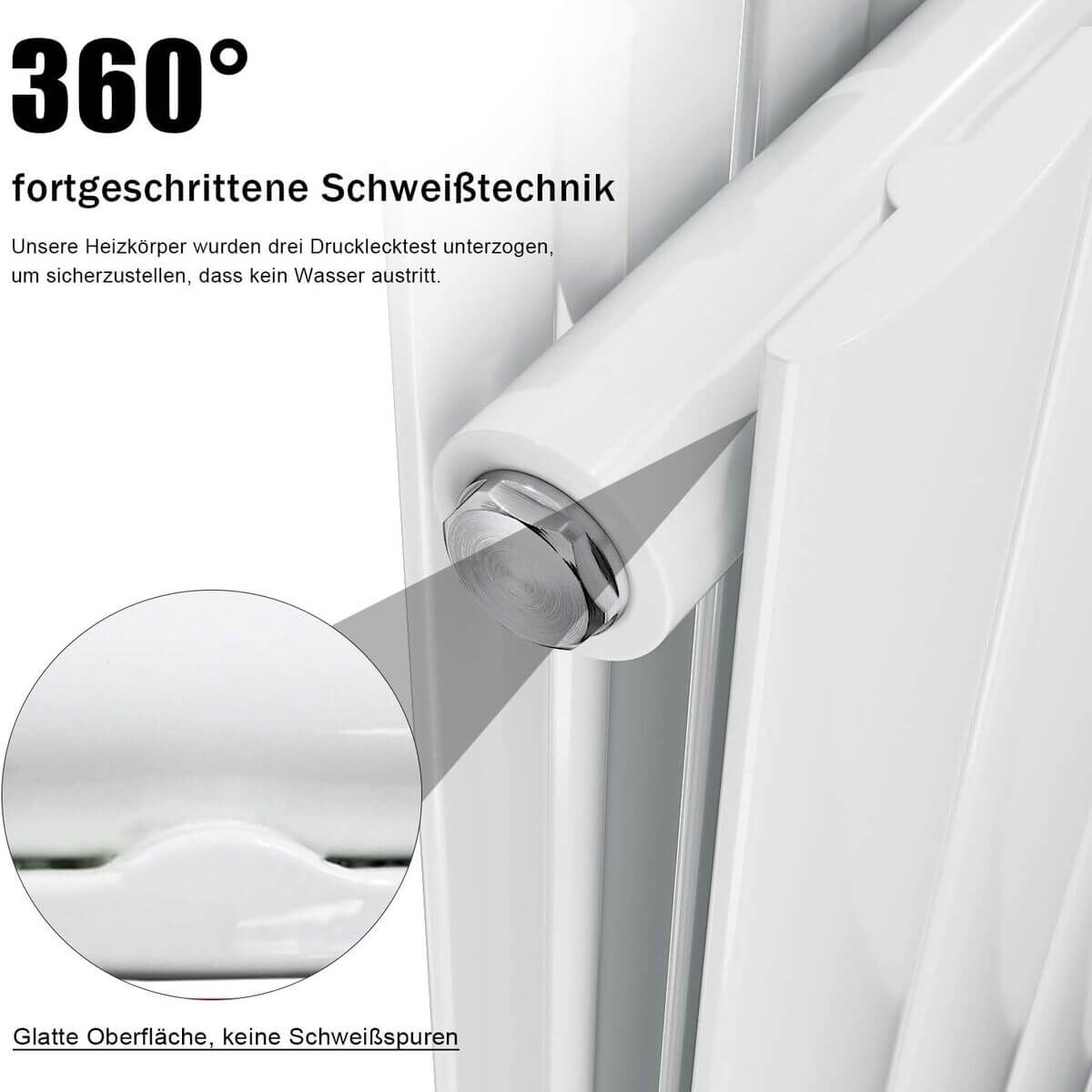 SONNI Flach Heizkörper Paneelheizkörper Wandheizung Mittelanschluss 1800*462mm Weiß ohne/mit Mutiblock