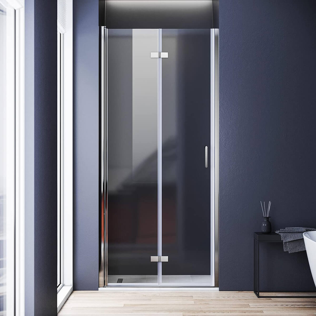 SONNI Duschtür 76/80/90x195 cm Duschwand Falttür 6mm ESG Sicherheitsglas Nano Beschichtung Dusche Faltbar Duschtrennwand Duschabtrennung - Sonni Sanitär GmbH