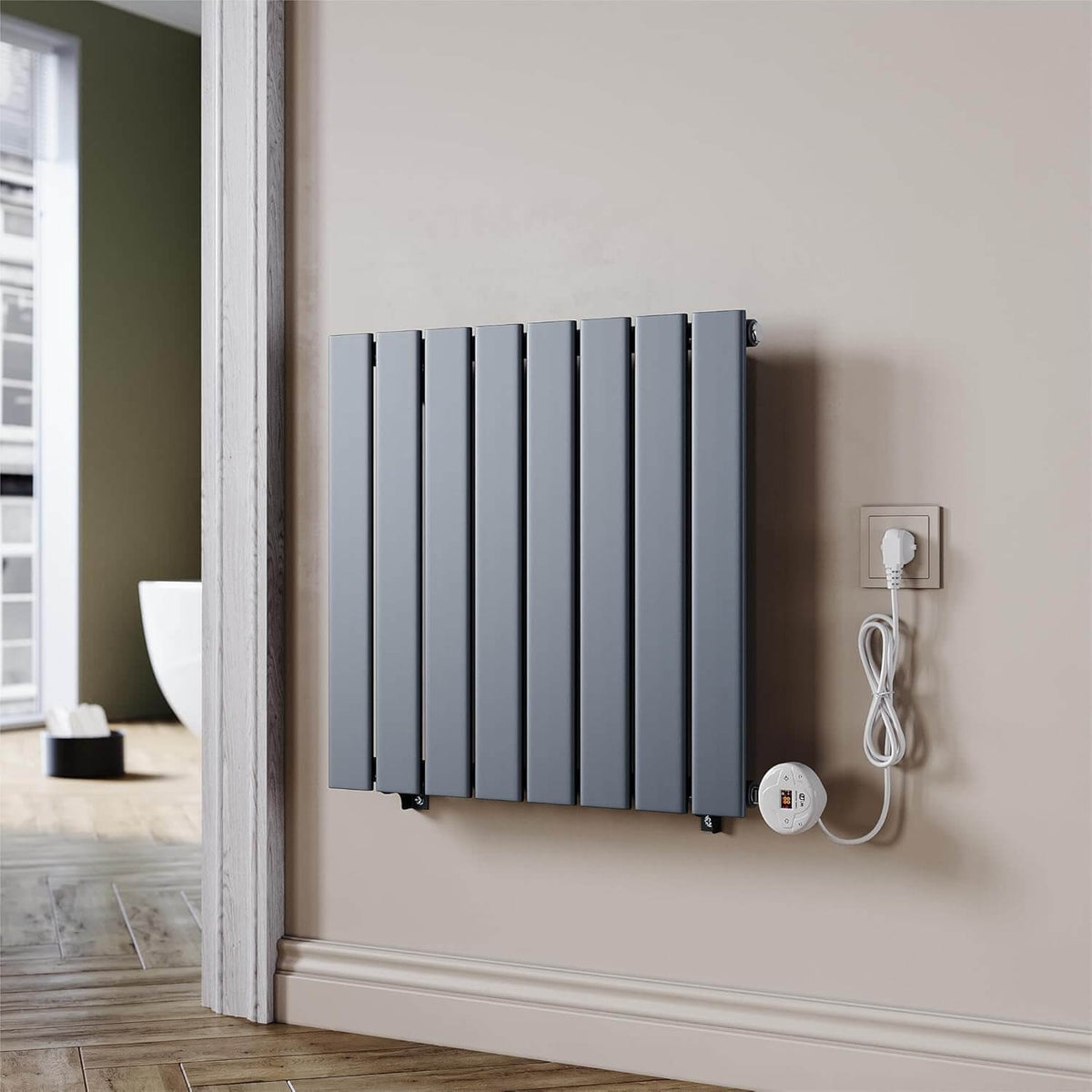 SONNI Badheizkörper Elektrischer Paneelheizkörper Anthrazit Mit Programmierbare Thermostate für Handtuchwärmer Handtuchheizkörper Elektrisch mit Timerfunktion und Temperaturregler