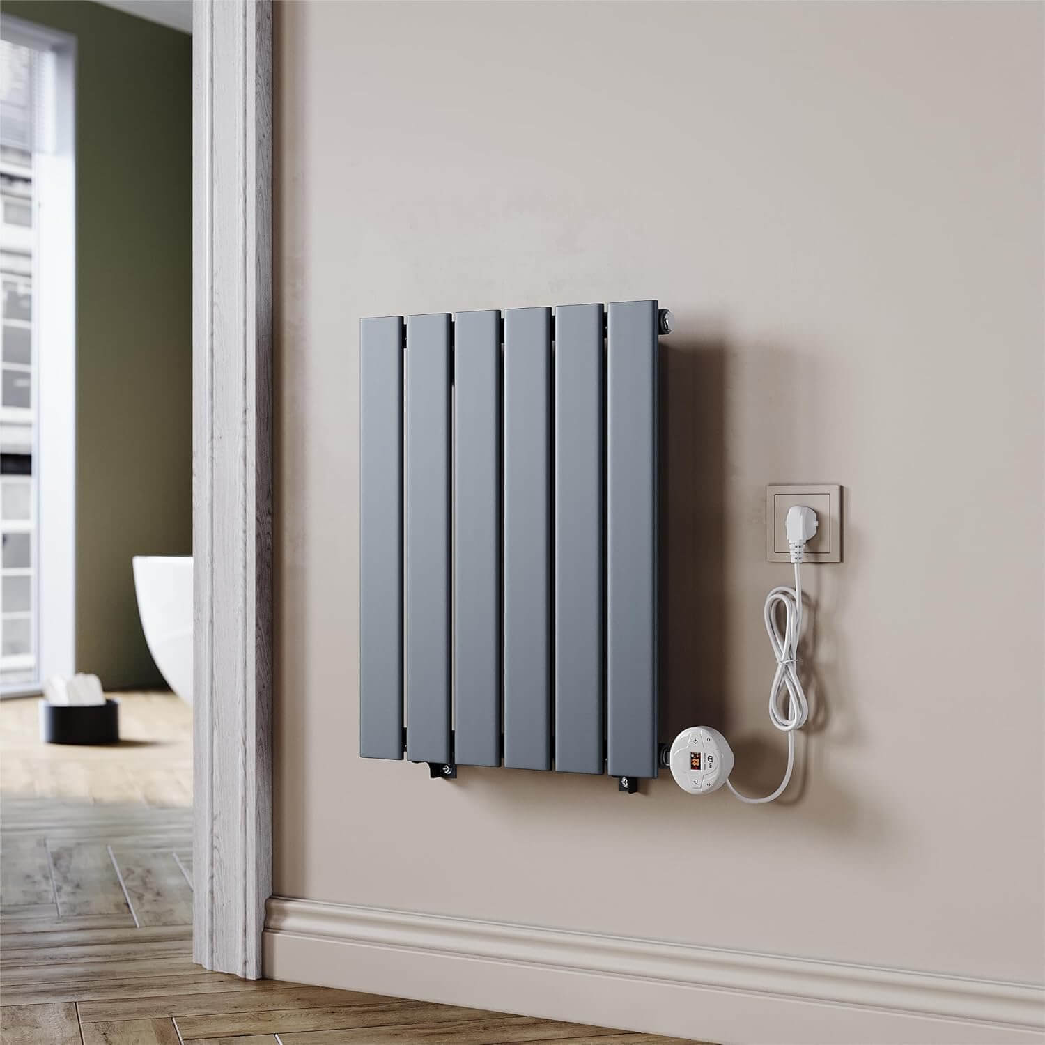 SONNI Badheizkörper Elektrischer Paneelheizkörper Anthrazit Mit Programmierbare Thermostate für Handtuchwärmer Handtuchheizkörper Elektrisch mit Timerfunktion und Temperaturregler