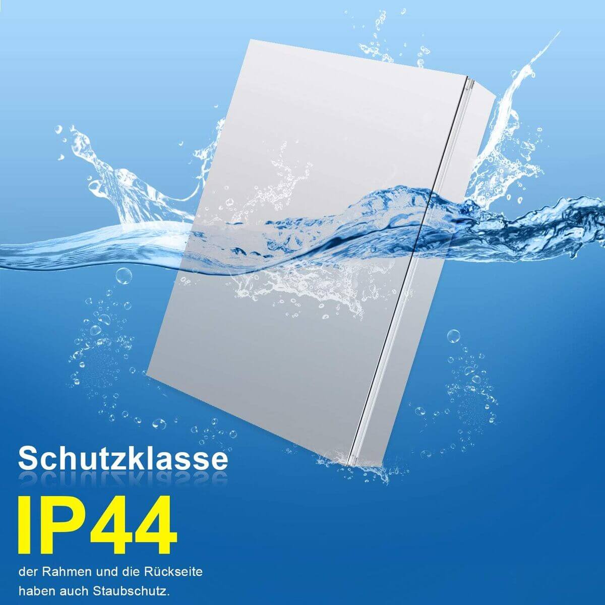 SONNI Edelstahl LED Spiegelschrank mit Beleuchtung, Steckdose und Kippschalter fürs Badezimmer 70x65 cm