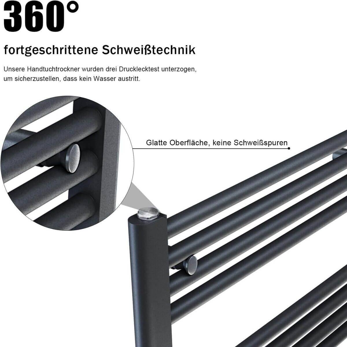 SONNI Badheizkörper Heizkörper Handtuchtrockner Handtuchwärmer 1600*500mm Anthrazit ohne/mit Mutiblock