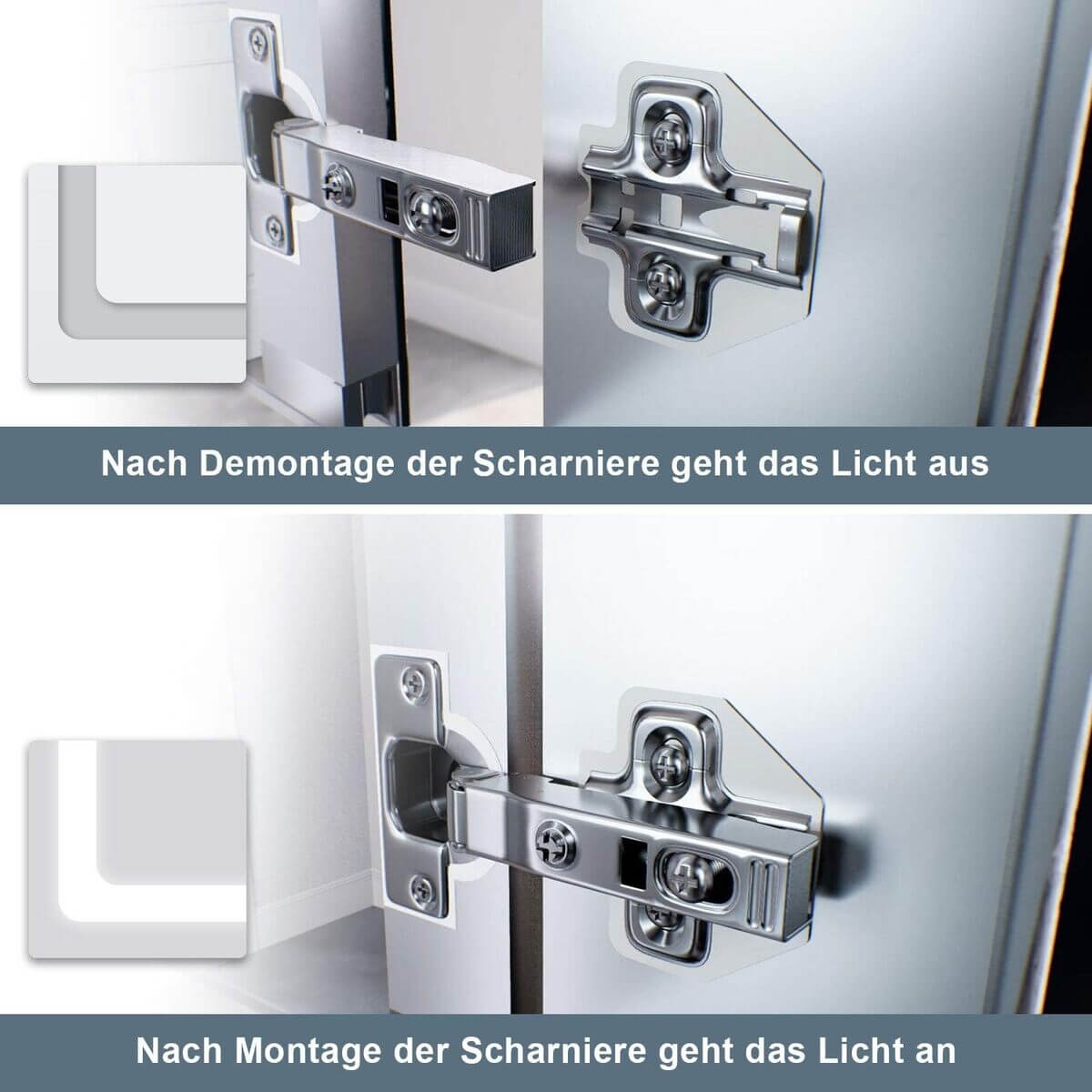 SONNI LED Spiegelschrank mit Beleuchtung 50 × 70cm Aluminium beschlagfrei Kabelloses Scharnier Design, Badezimmerschrank mit Spiegel und Steckdose für Badezimmer IP44 wasserdiht
