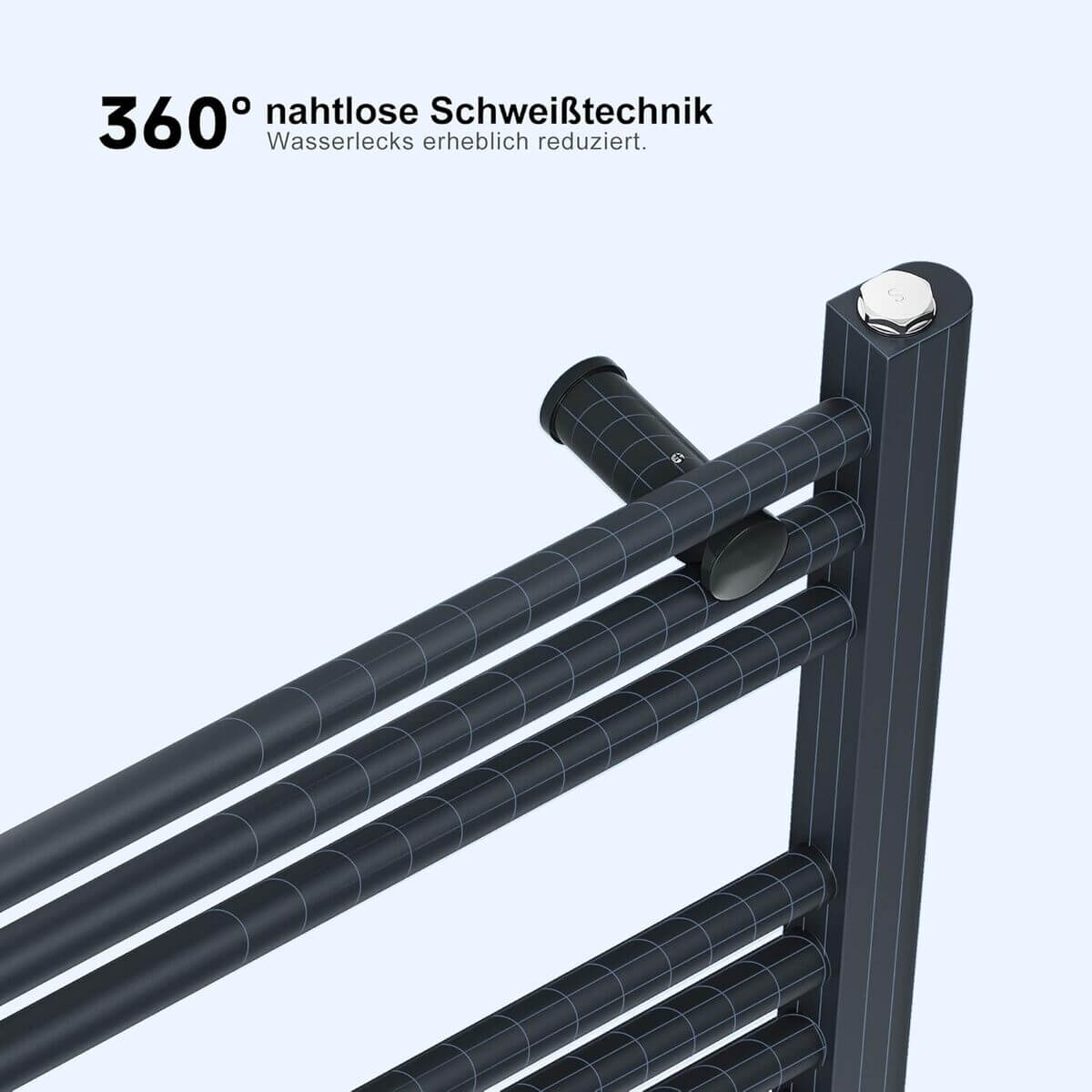 SONNI Badheizkörper Elektrisch mit Thermostat Anthrazit Handtuchtrockner Mittelanschluss Oval Handtuchwärmer für Bad Heizung Ohne /Mit Multiblock