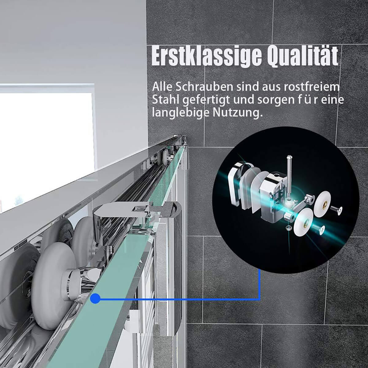 SONNI Duschkabine Runddusche Schiebetür ESG Glastür 80/90/100cm Höhe 185cm /195cm Radius 55cm