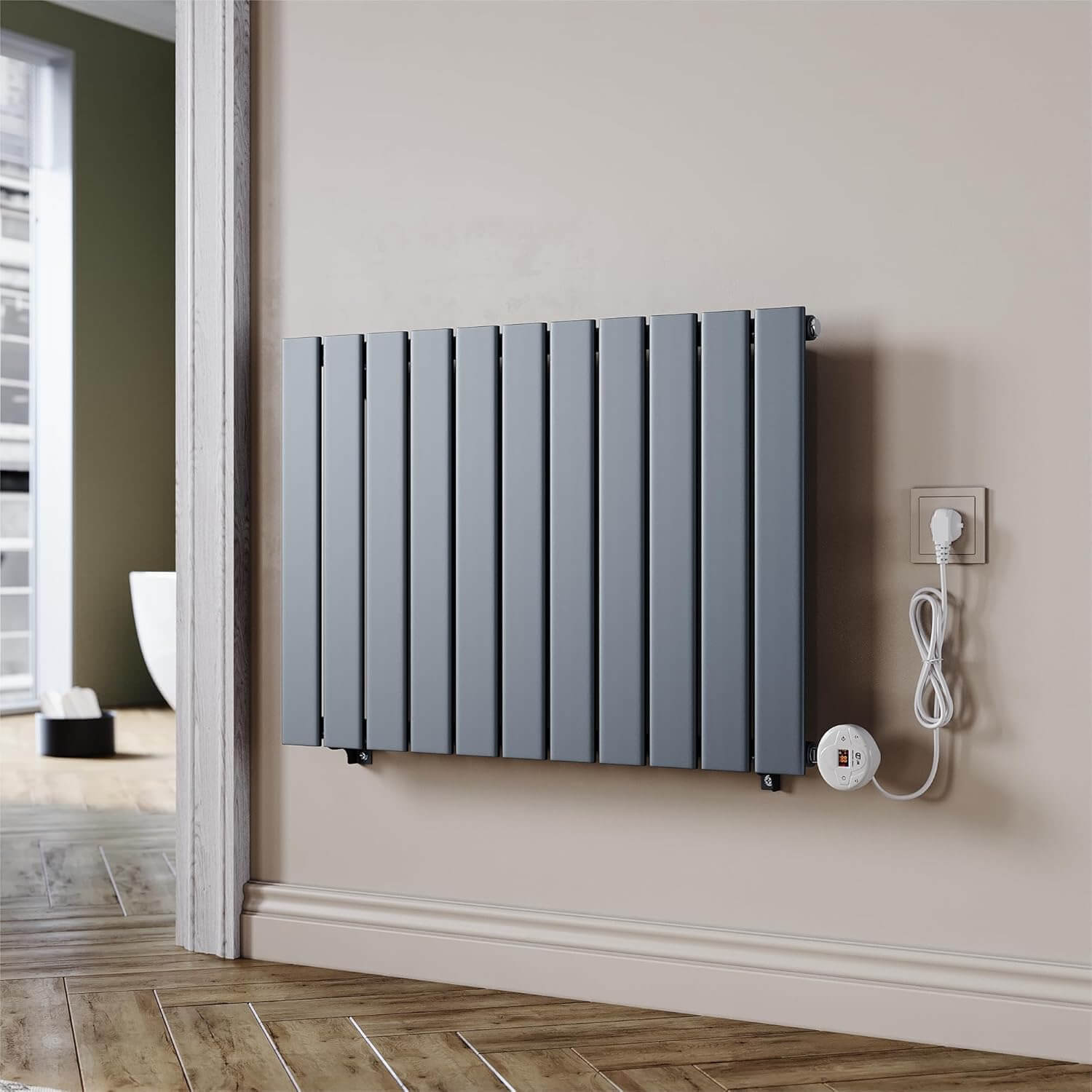 SONNI Badheizkörper Elektrischer Paneelheizkörper Anthrazit Mit Programmierbare Thermostate für Handtuchwärmer Handtuchheizkörper Elektrisch mit Timerfunktion und Temperaturregler