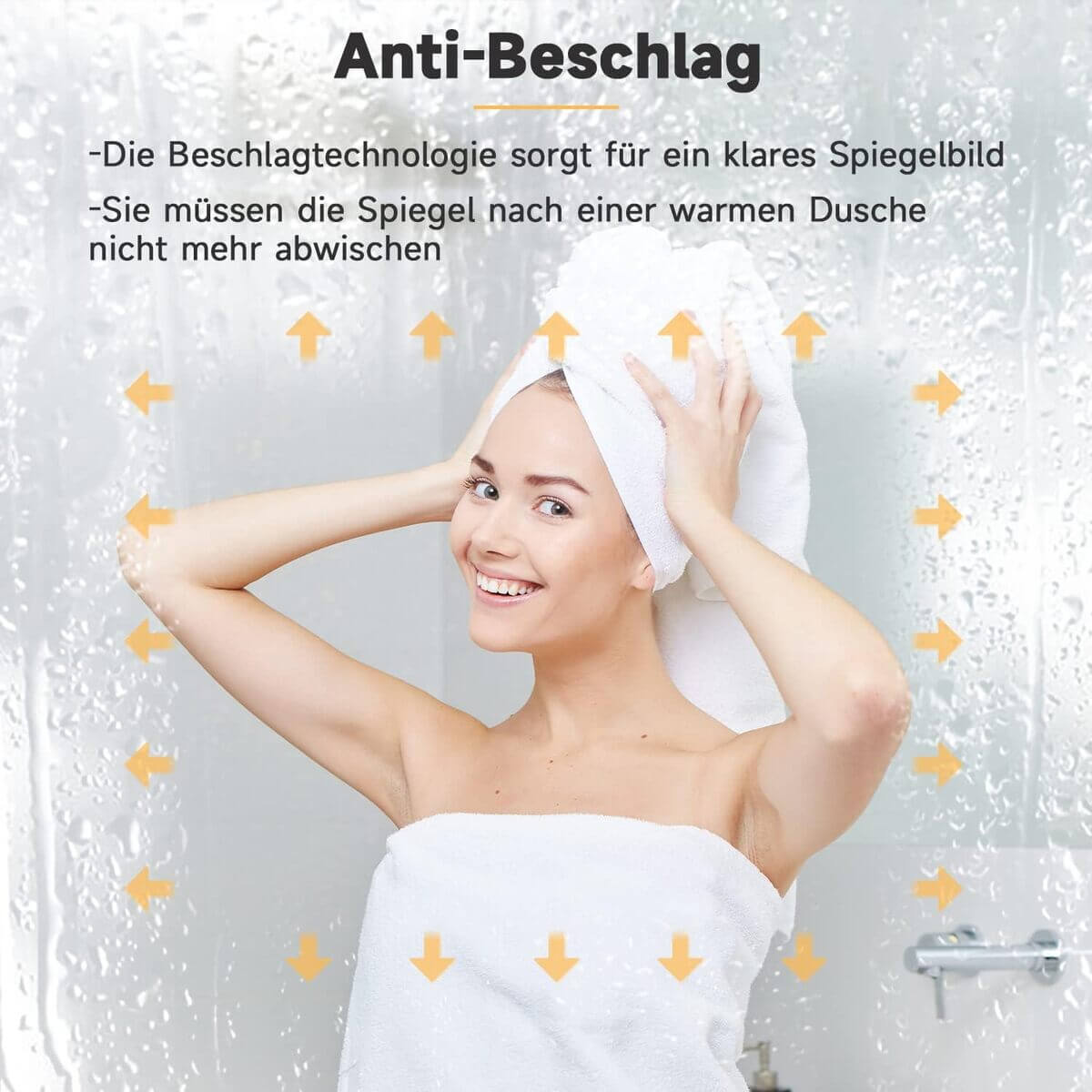SONNI Badezimmerspiegel mit Beleuchtung 120x60 cm, 3 einstellbare Lichtfarbe, Anti-Beschlag LED Badspiegel Lichtspiegel Wandspiegel mit Touchschalter, Uhr, Temperatur