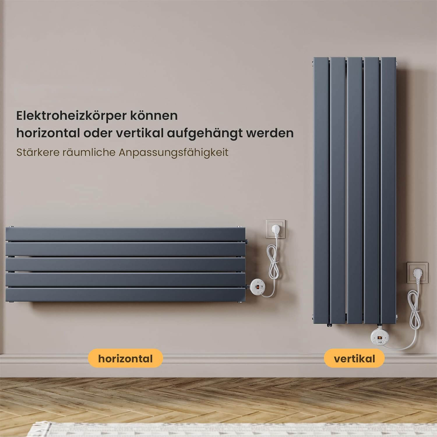 SONNI Badheizkörper Elektrischer Paneelheizkörper Anthrazit Mit Programmierbare Thermostate für Handtuchwärmer Handtuchheizkörper Elektrisch mit Timerfunktion und Temperaturregler