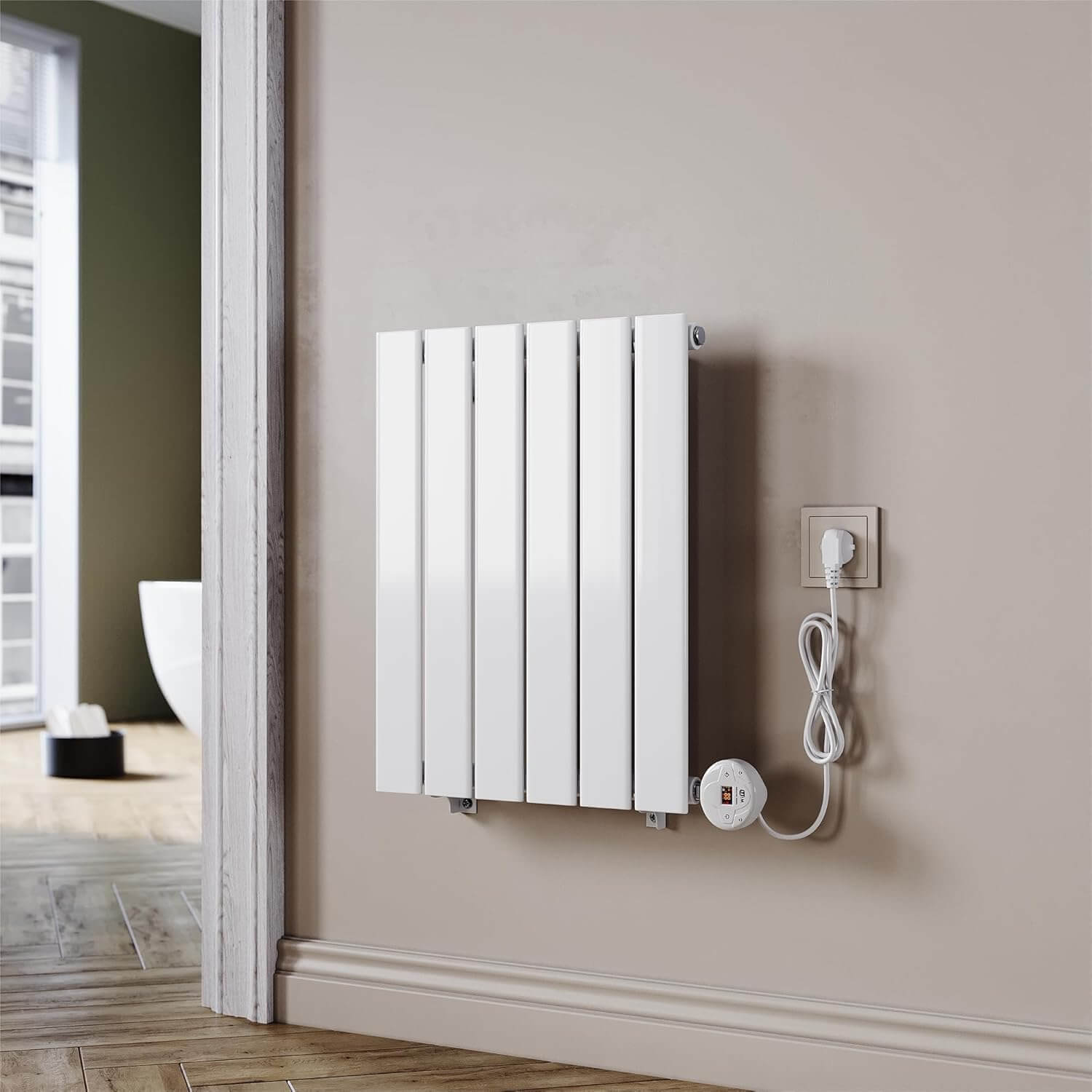 SONNI Badheizkörper Elektrischer Paneelheizkörper Weiß Mit Programmierbare Thermostate für Handtuchwärmer Handtuchheizkörper Elektrisch mit Timerfunktion und Temperaturregler