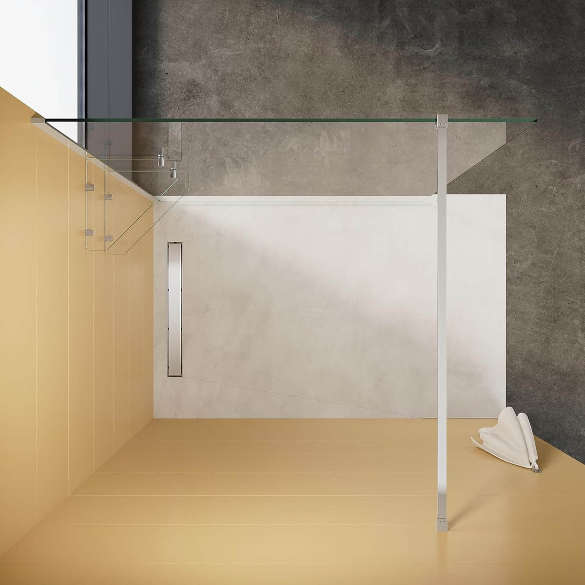 SONNI Walk In Duschwand mit 8mm Glasböden, Dusche Duschtrennwand Glas Badewannd