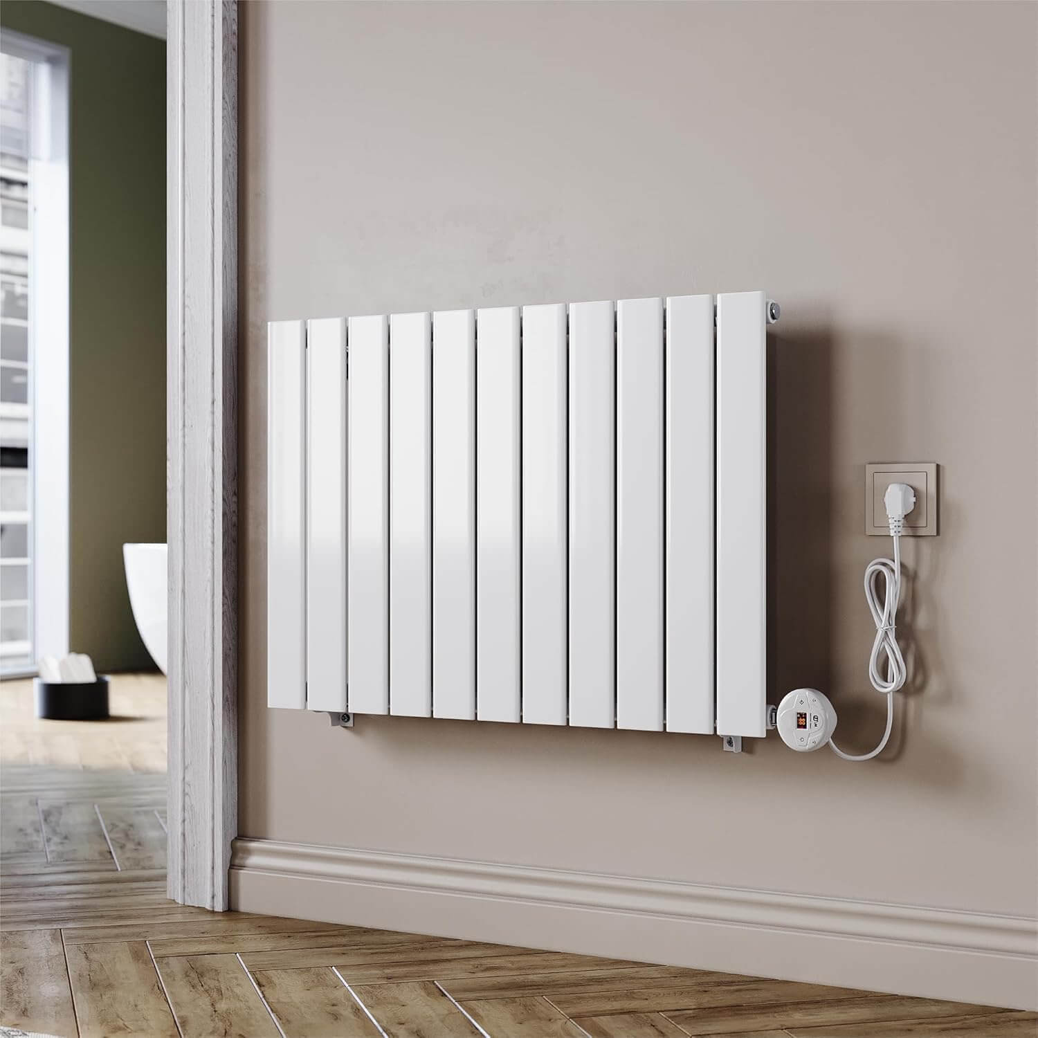 SONNI Badheizkörper Elektrischer Paneelheizkörper Weiß Mit Programmierbare Thermostate für Handtuchwärmer Handtuchheizkörper Elektrisch mit Timerfunktion und Temperaturregler