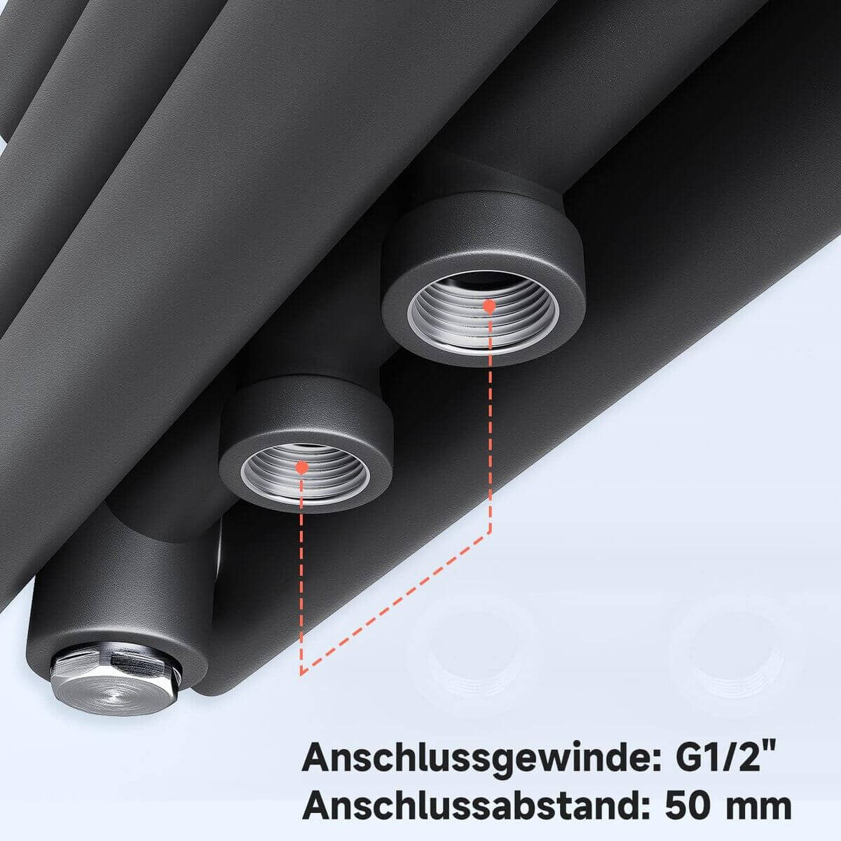 SONNI Heizkörper Design Röhrenheizkörper Horizontal Paneelheizkörper Seitenanschluss Doppellagig Badheizkörper 593*1200mm Anthrazit ohne/mit Mutiblock