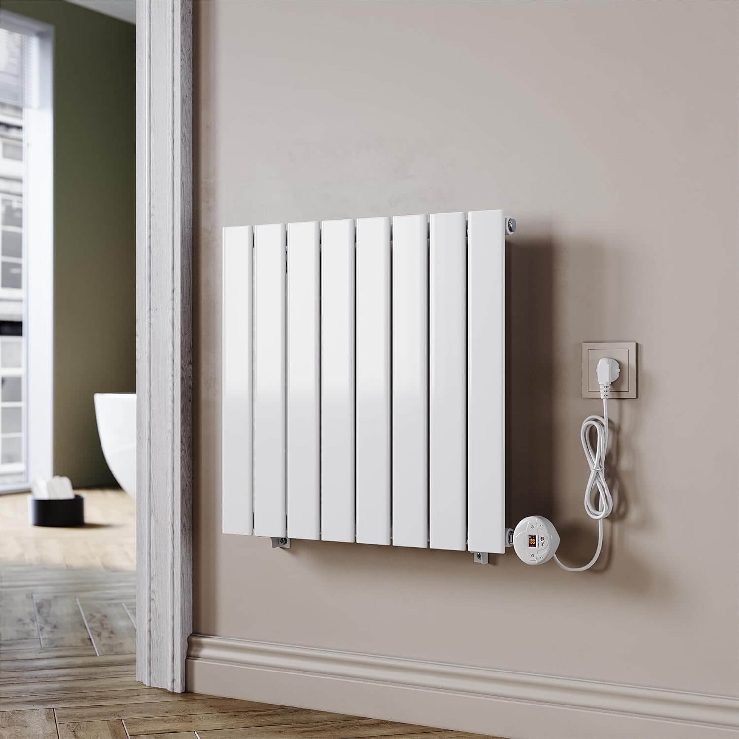SONNI Badheizkörper Elektrischer Paneelheizkörper Weiß Mit Programmierbare Thermostate für Handtuchwärmer Handtuchheizkörper Elektrisch mit Timerfunktion und Temperaturregler