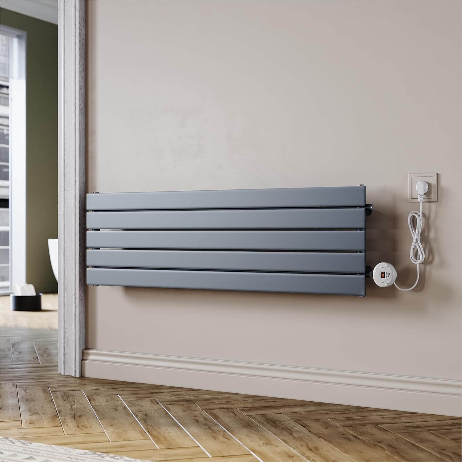 SONNI Badheizkörper Elektrischer Paneelheizkörper Anthrazit Mit Programmierbare Thermostate für Handtuchwärmer Handtuchheizkörper Elektrisch mit Timerfunktion und Temperaturregler
