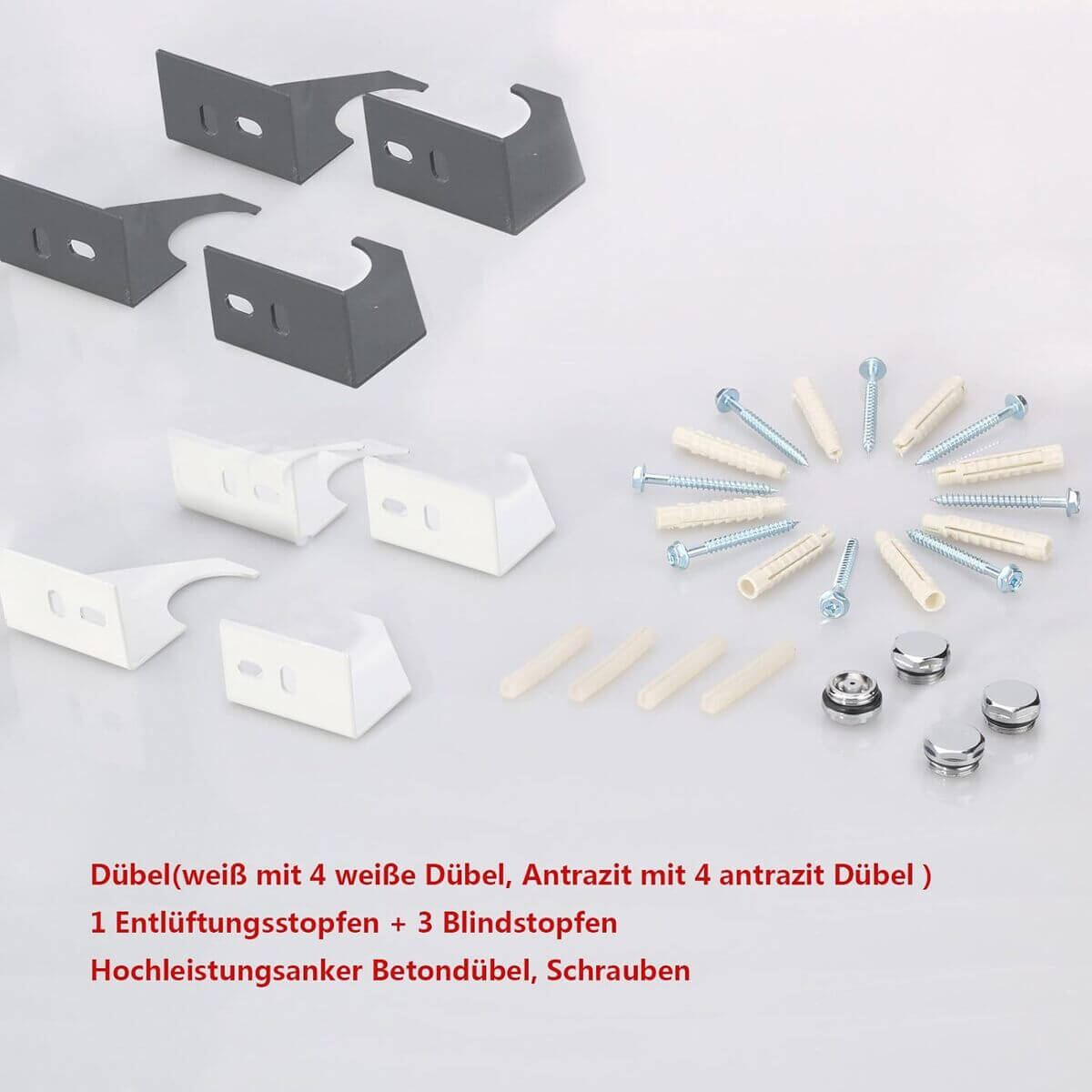 SONNI Röhrenheizkörper mit Spiegel Mittelanschluß Wandheizkörper 1800*500mm Weiß ohne/ mit Multiblock