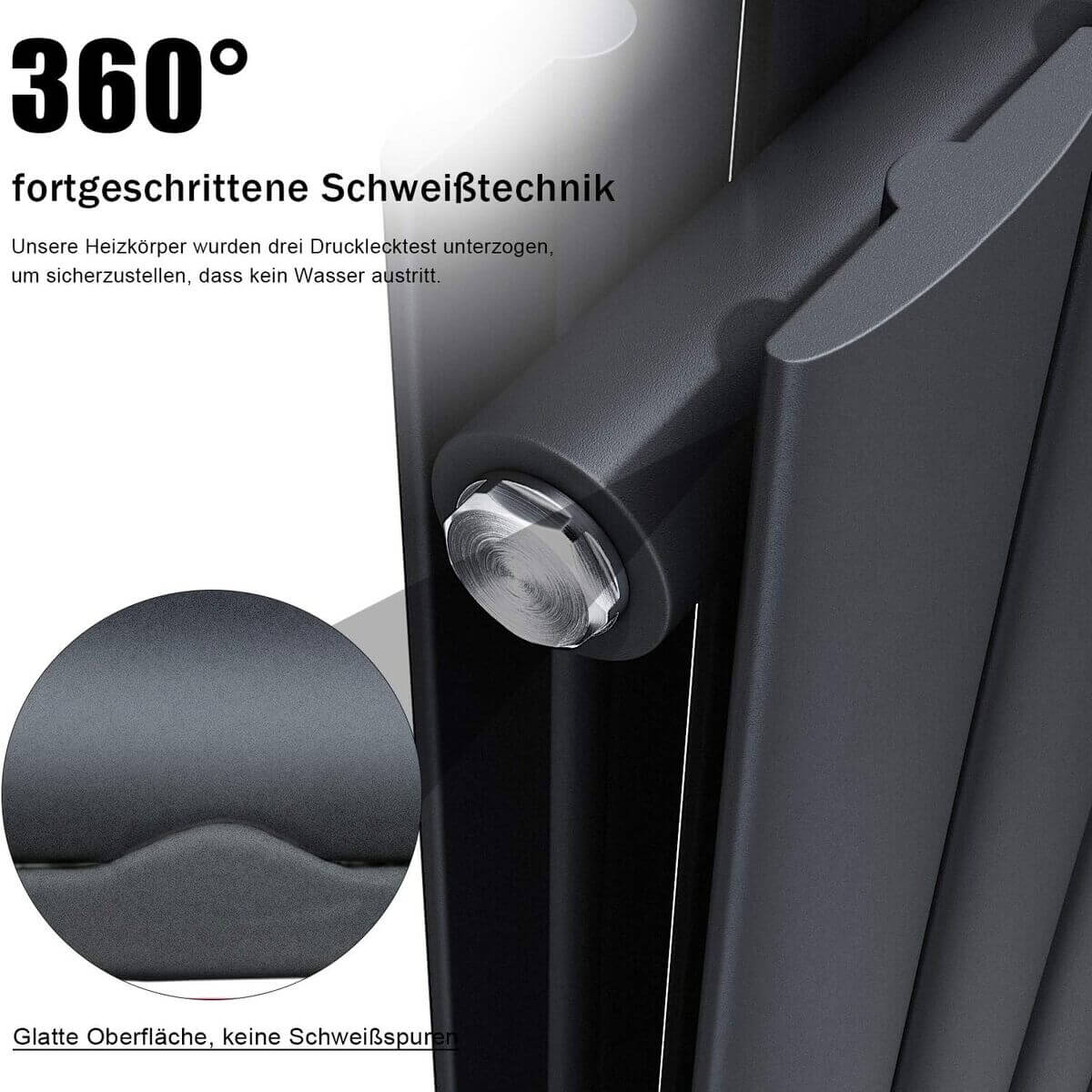 SONNI Flach Heizkörper Paneelheizkörper Wandheizung Mittelanschluss 1600*539mm Anthrazit ohne/mit Mutiblock