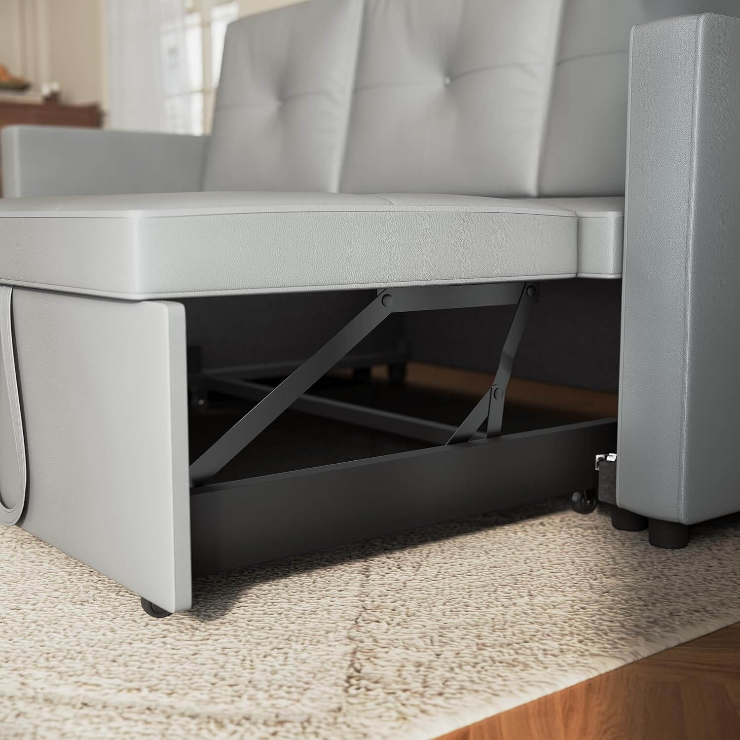 SONNI Schlafsofa 3 Sitzer, 203cm Ecksofa, Schlafcouch mit Seitentaschen, 186 × 110 cm Liegefläche, Klappbares L-förmiges Sofa für Wohnzimmer/Schlafzimmer/Büro, Modernes Polstersofa