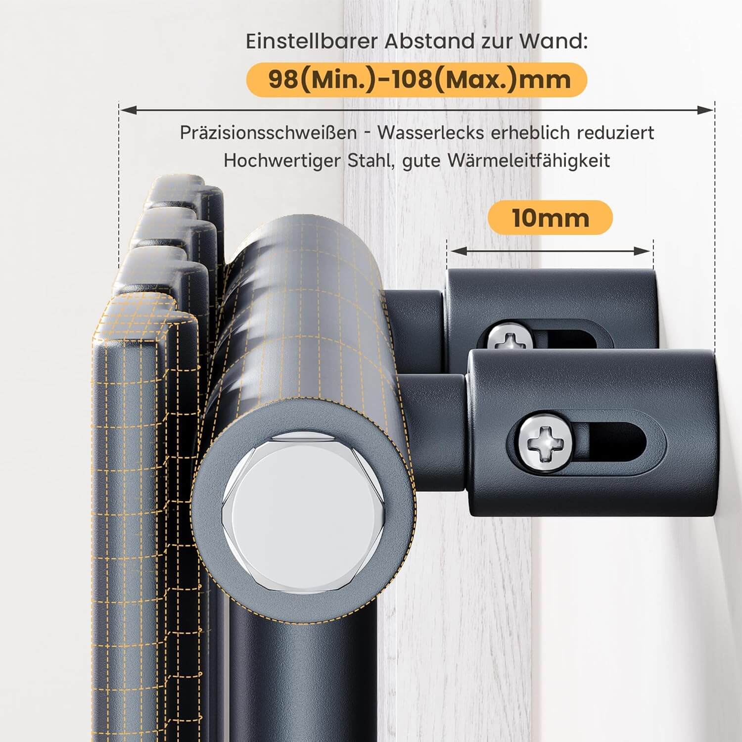 SONNI Badheizkörper Elektrischer Paneelheizkörper Anthrazit Mit Programmierbare Thermostate für Handtuchwärmer Handtuchheizkörper Elektrisch mit Timerfunktion und Temperaturregler