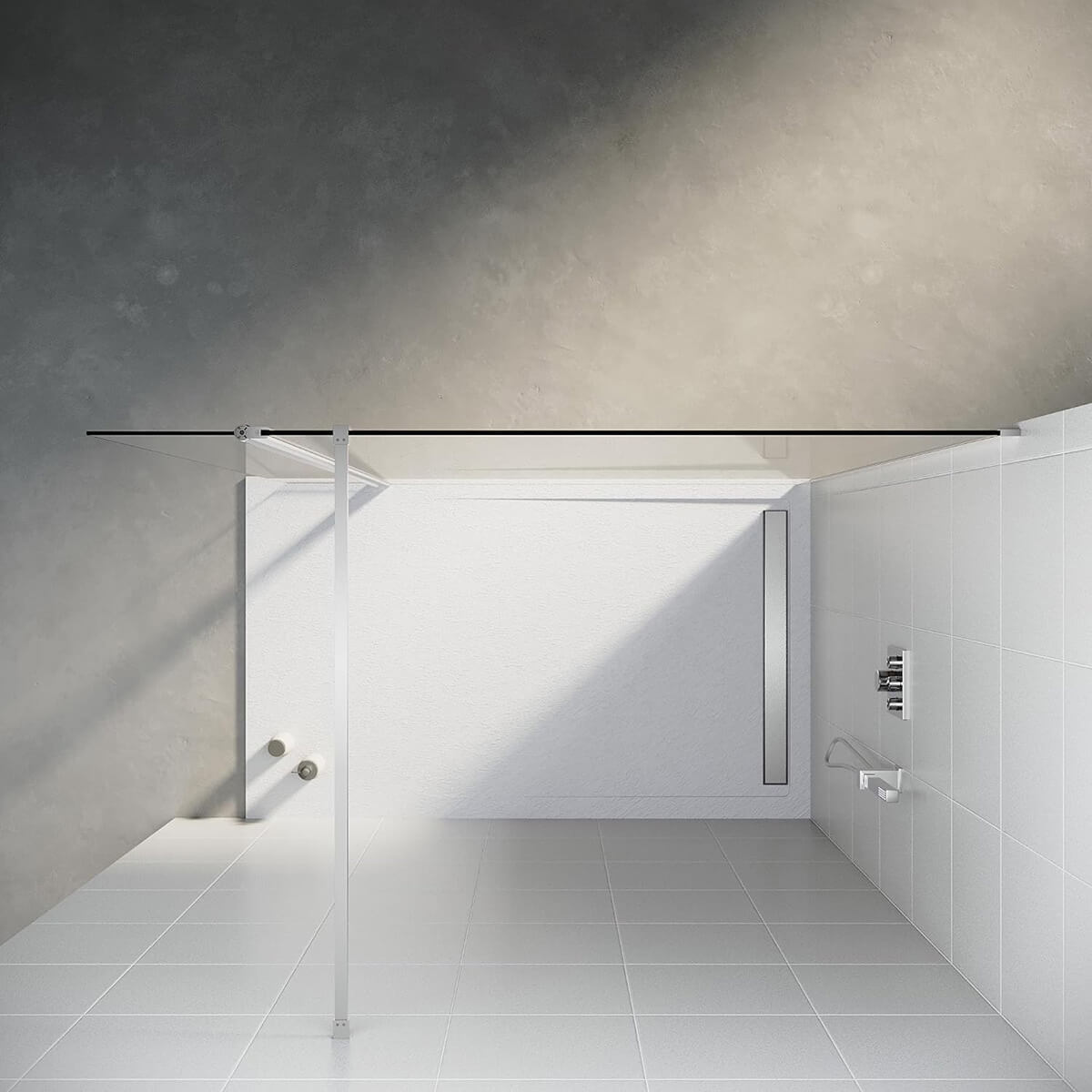 SONNI Walk In Dusche Duschabtrennung Duschwand Nano Beschichtung Klarglas Mit 30cm schwenkbarer Seitenteil