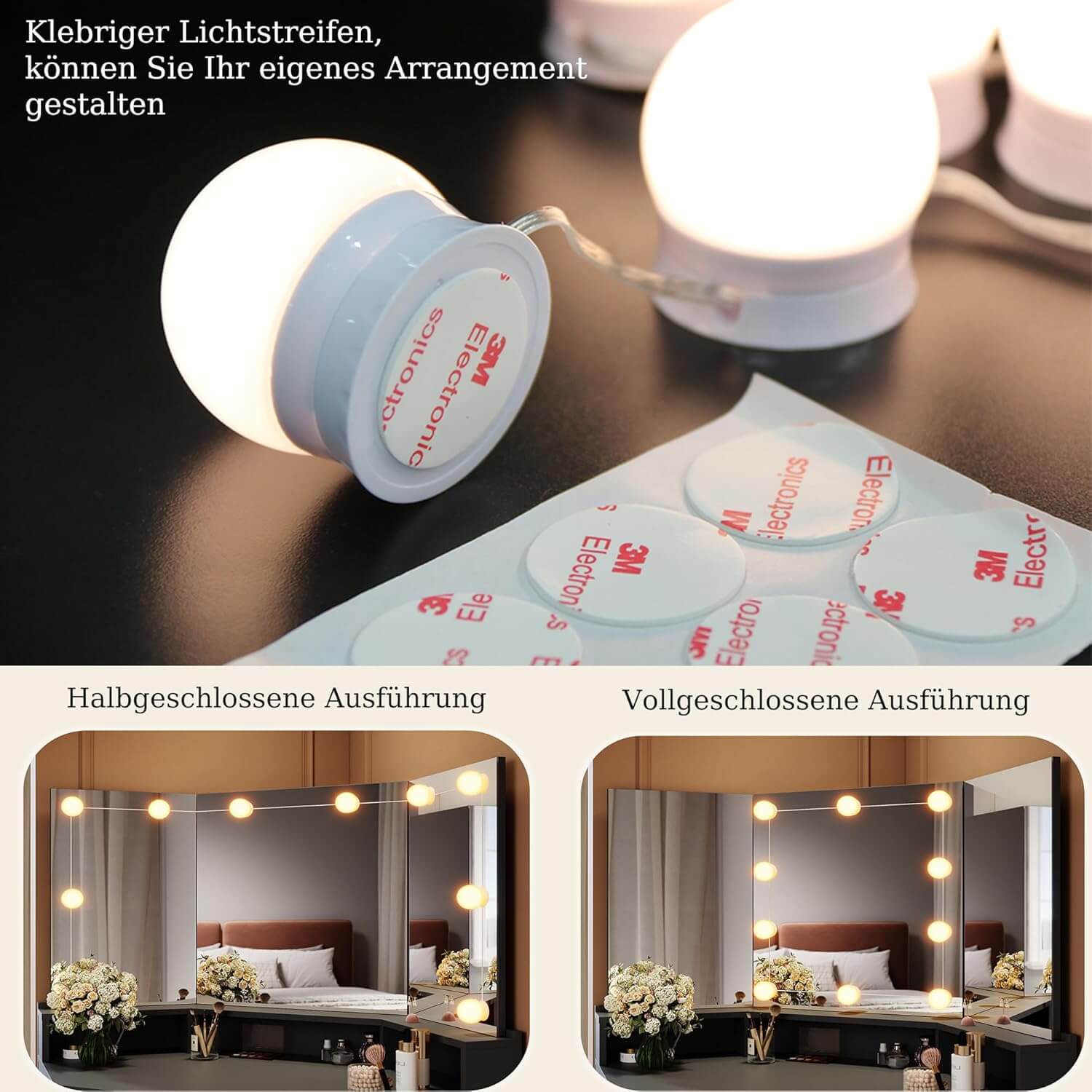 SONNI Eck Schminktisch mit Dreifachspiegel, 111x54x141.5cm, Kosmetiktisch mit Großer Schubladen, Auszugsschrank, Regale, 3 Offene Fächer, Moderner Frisiertisch für Schlafzimmer
