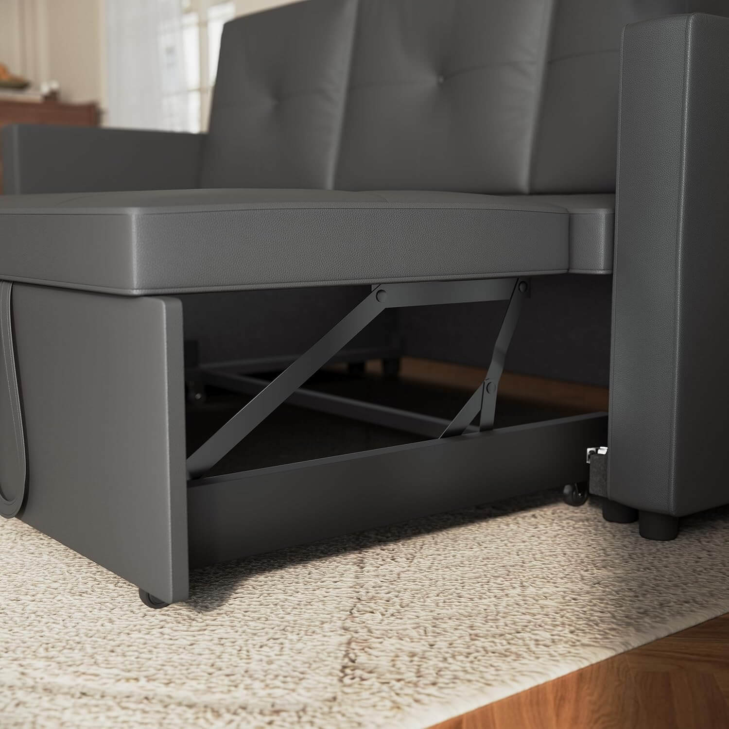 SONNI Schlafsofa 3 Sitzer, 203cm Ecksofa, Schlafcouch mit Seitentaschen, 186 × 110 cm Liegefläche, Klappbares L-förmiges Sofa für Wohnzimmer/Schlafzimmer/Büro, Modernes Polstersofa