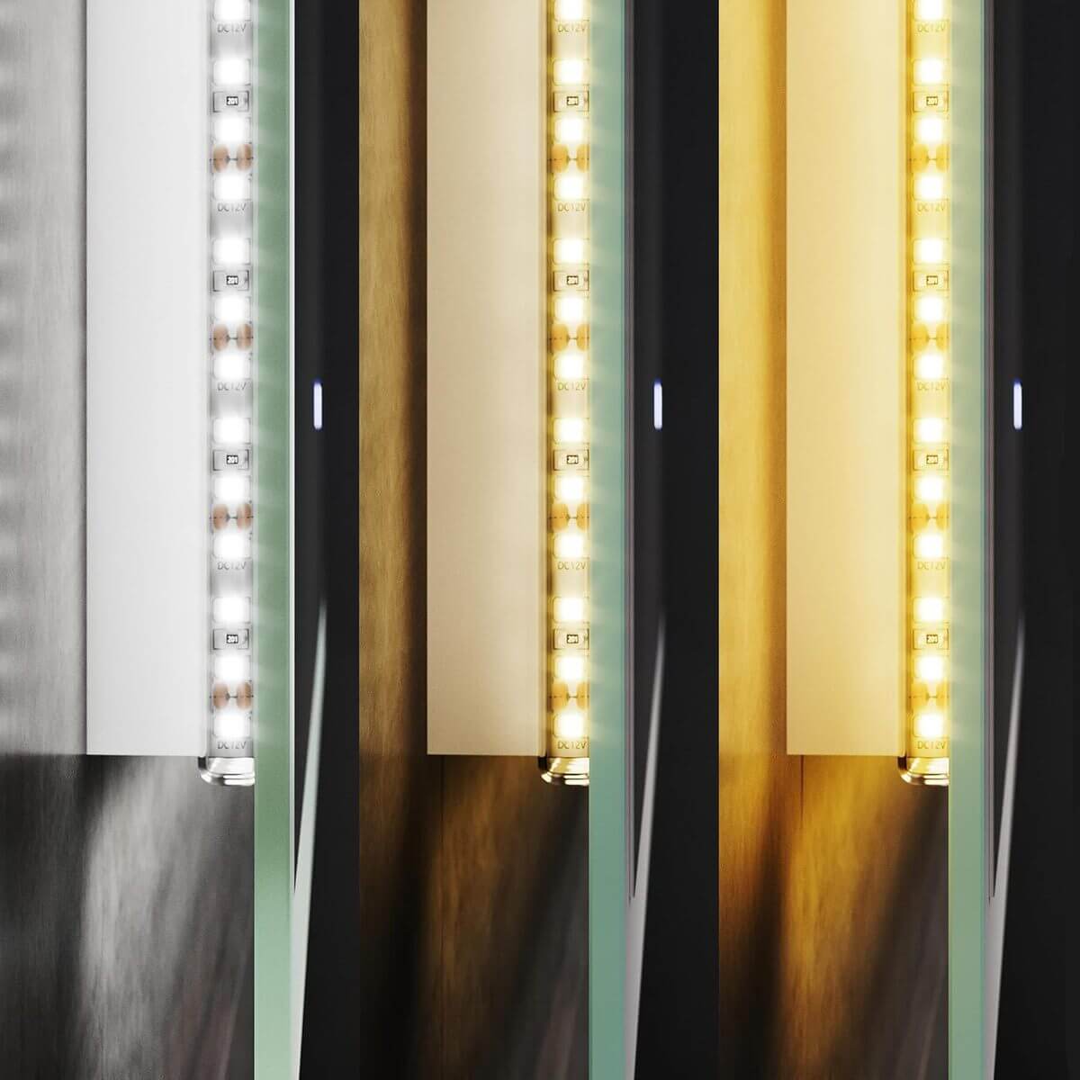 SONNI Badezimmerspiegel mit Beleuchtung 120x60 cm, 3 einstellbare Lichtfarbe, Anti-Beschlag LED Badspiegel Lichtspiegel Wandspiegel mit Touchschalter, Uhr, Temperatur
