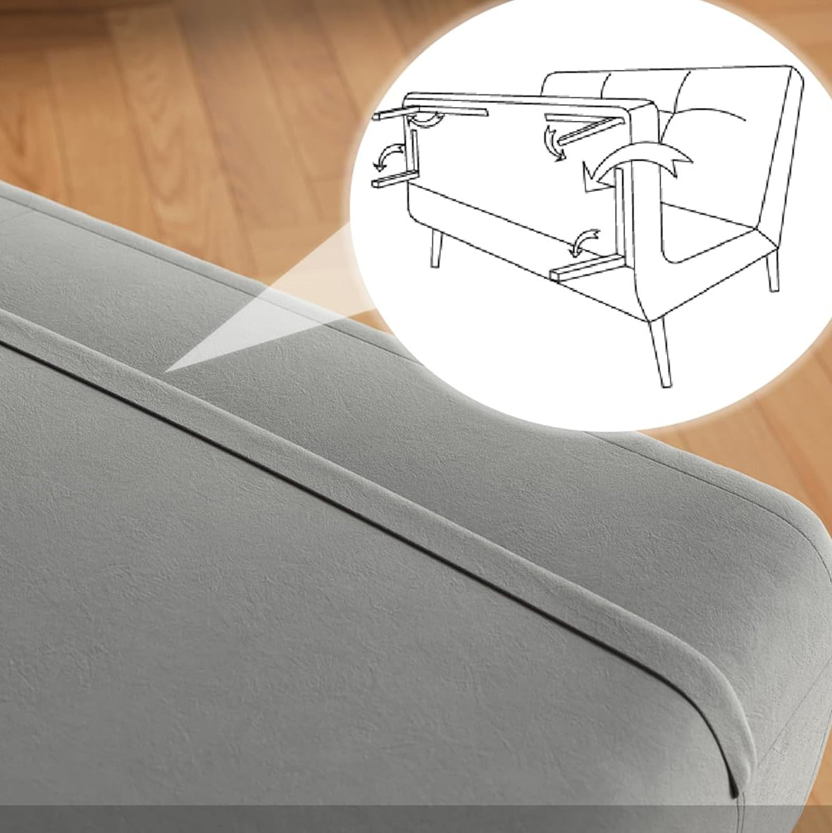 SONNI Schlafsofa 120cm Sofa mit Schlaffunktion, 2 Lendenkissen, Verstellbarer Rückenlehne, Bettcouch aus Stoff, Klein Klappsofa für Wohnzimmer, Schlafzimmer Samtoptik