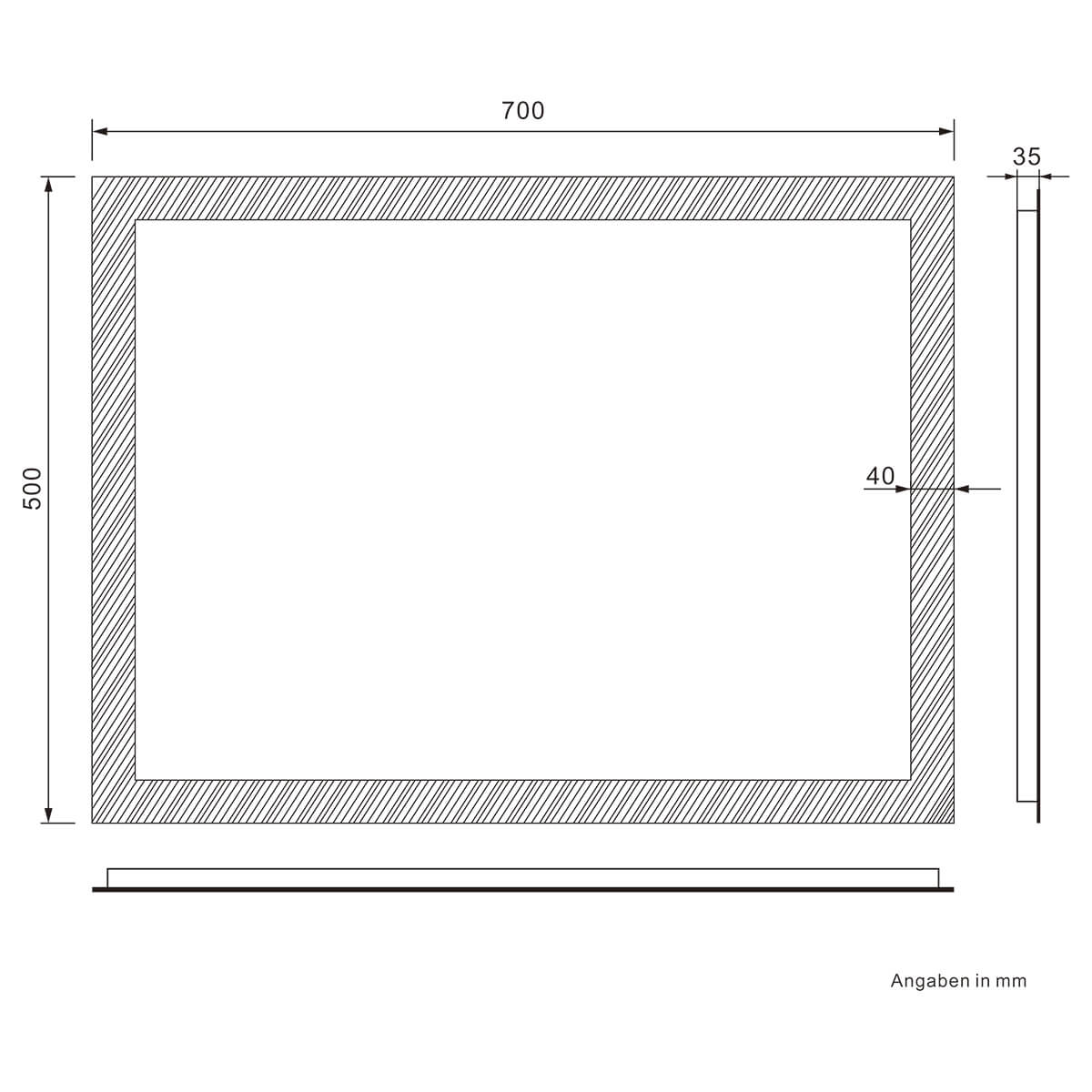 SONNI Badspiegel mit Beleuchtung 50×70 cm, Warmweiß LED Badspiegel, Badezimmerspiegel mit Beleuchtung, Wandspiegel für Badezimmer Vertikal/Horizontal Montage IP44 wasserdicht Wandschalter