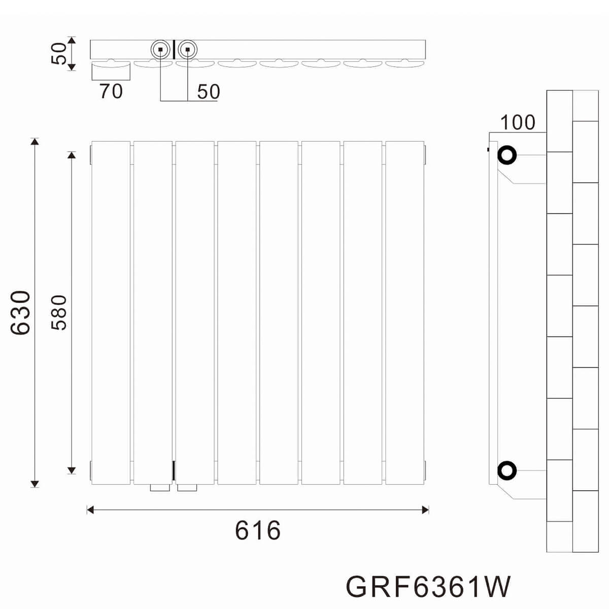 SONNI Flach Heizkörper Paneelheizkörper Wandheizung Sietenanschluss 630*616mm Weiß Ohne/mit Multiblock