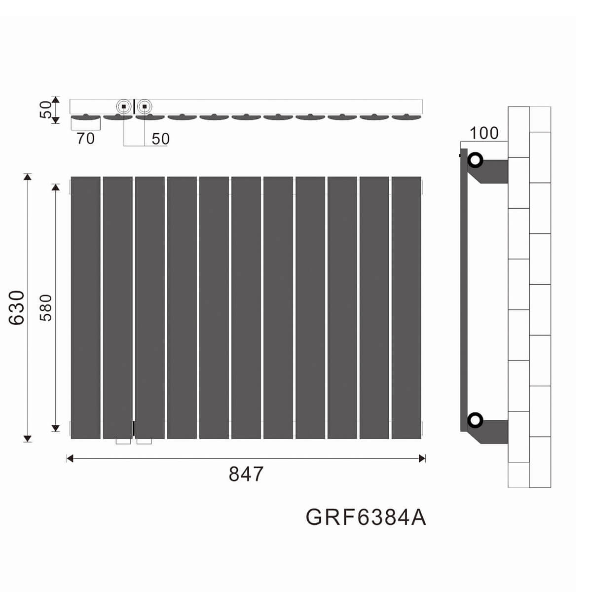 SONNI Flach Heizkörper Paneelheizkörper Wandheizung Mittelanschluss 630*847mm Anthrazit ohne/mit Mutiblock