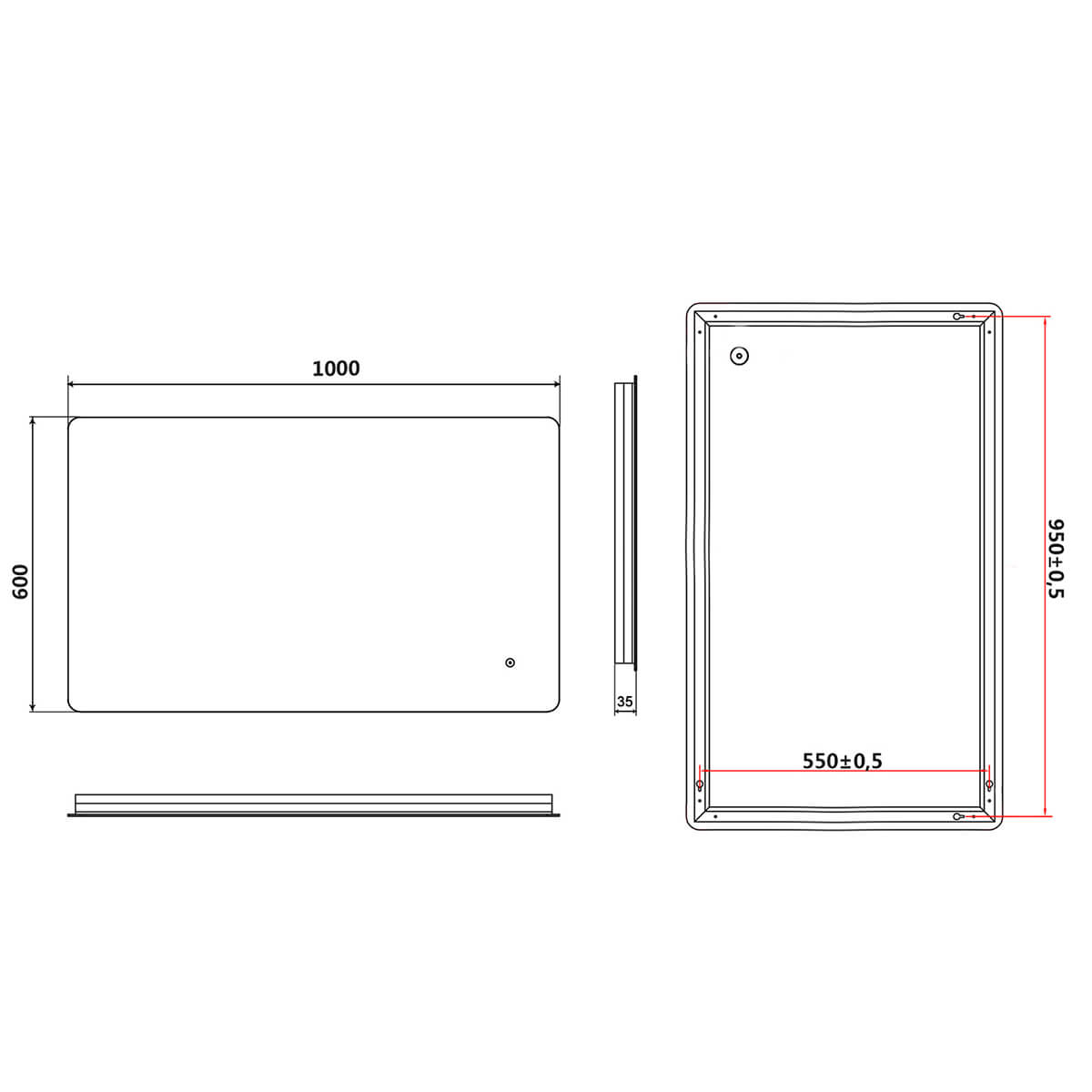 SONNI Badezimmer LED Spiegel Badspiegel mit Beleuchtung Touchschalter 100x60cm GTBM0816