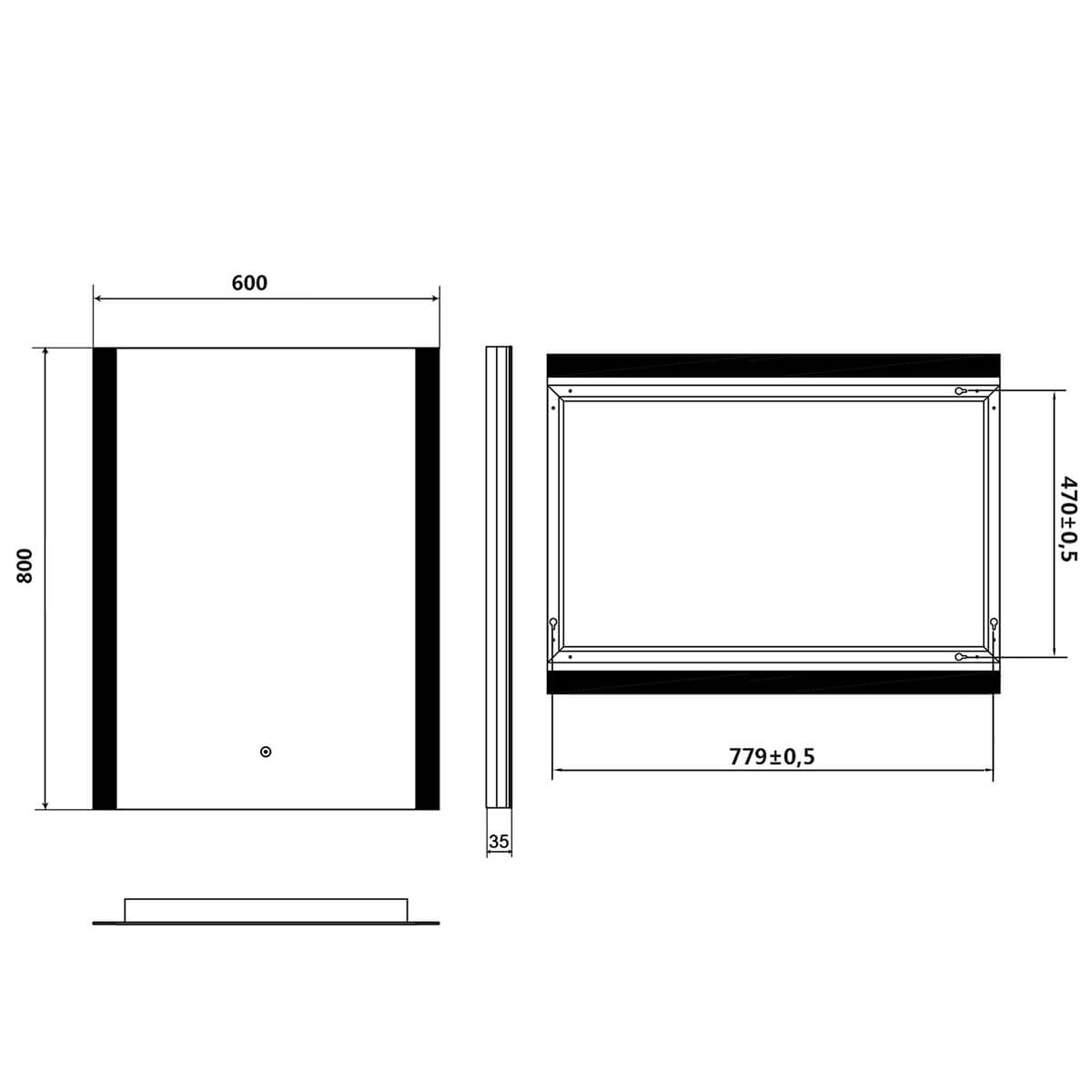 SONNI Badezimmer LED Spiegel Badspiegel mit Beleuchtung Touchschalter 60x80cm GTBM1086