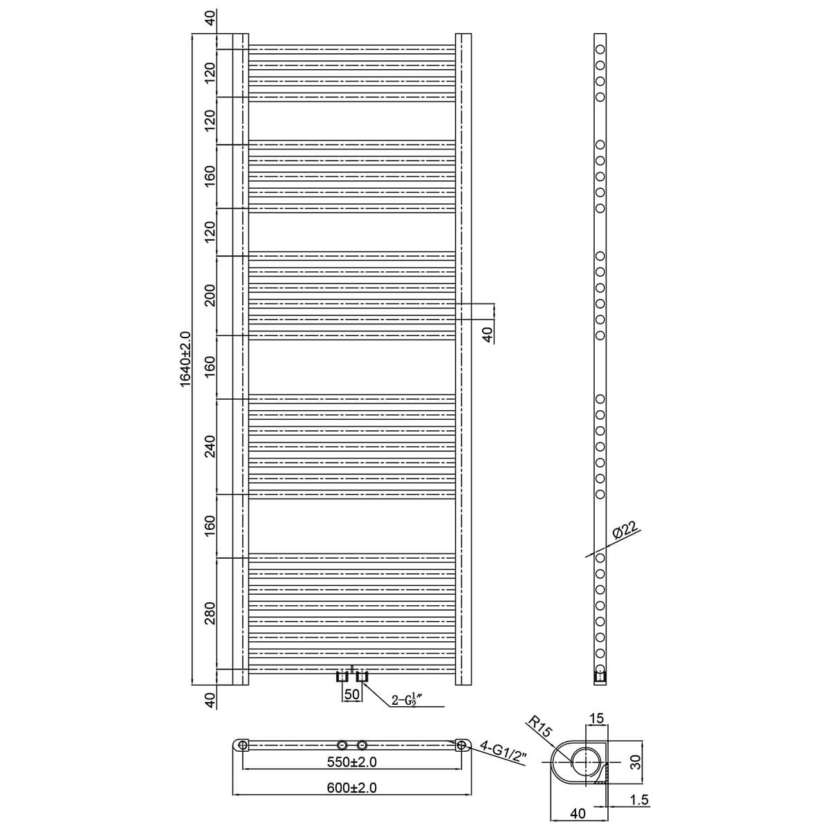 SONNI Badheizkörper Elektrisch mit Thermostat Anthrazit Handtuchtrockner Mittelanschluss Oval Handtuchwärmer für Bad Heizung Ohne /Mit Multiblock