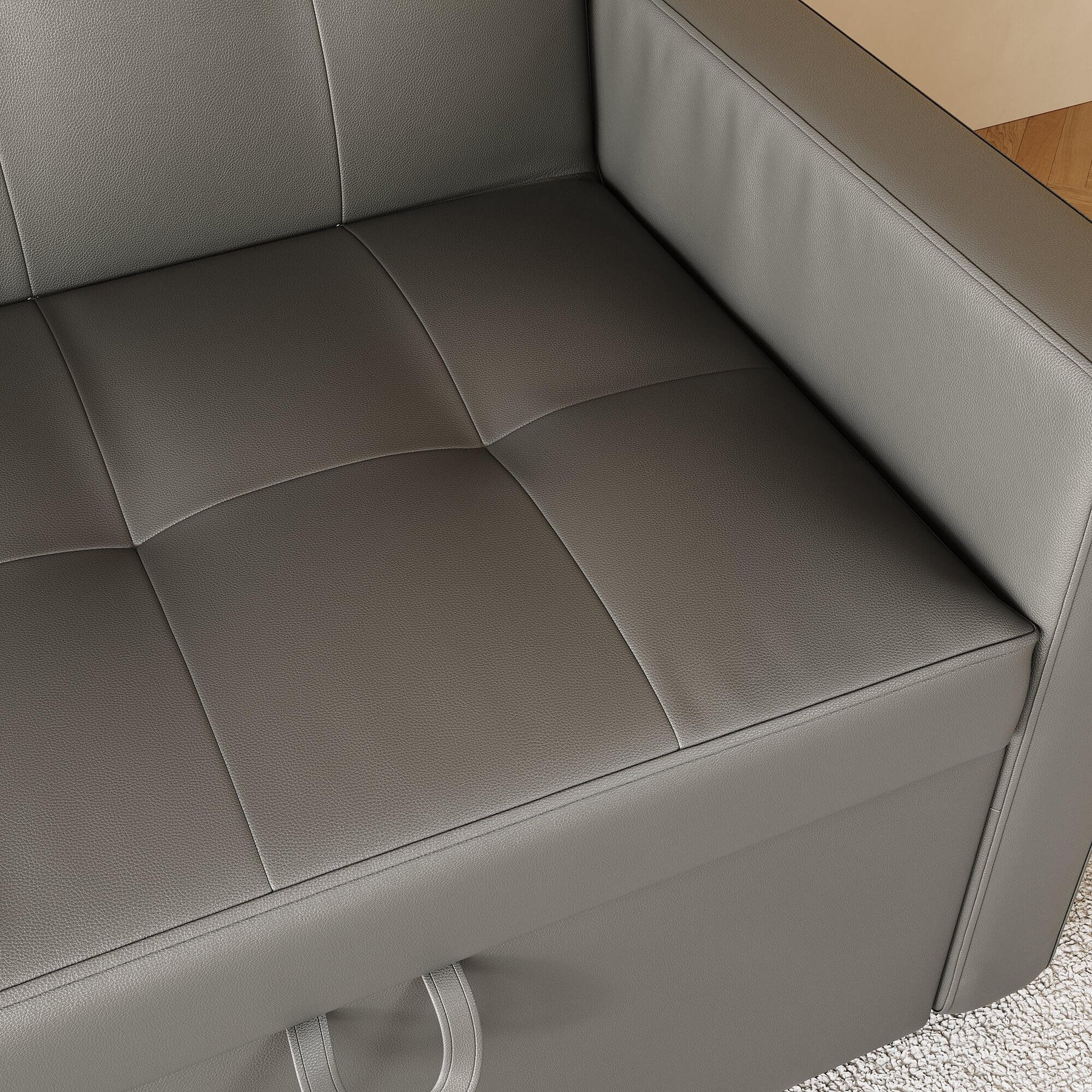 SONNI Sofa 140x94cm mit schlaffunktion, modernen Klein Schlafsofa Dunkelgrau, Bettsofa 2 Sitzer mit Kissen, Rückenlehnenwinkel verstellbar Superfaser Kunstleder