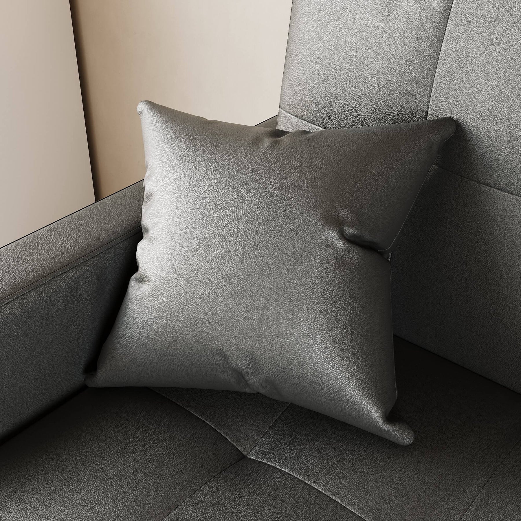 SONNI Sofa 140x94cm mit schlaffunktion, modernen Klein Schlafsofa Dunkelgrau, Bettsofa 2 Sitzer mit Kissen, Rückenlehnenwinkel verstellbar Superfaser Kunstleder