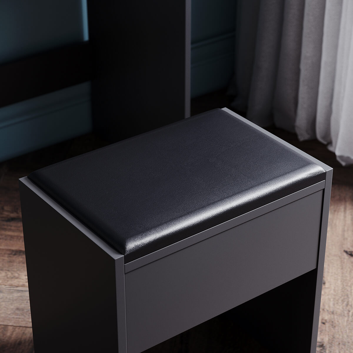 SONNI Schminktisch mit Hocker Spiegel, Kosmetiktisch mit Schubladen für Schlafzimmer, Frisiertisch Schreibtisch aus MDF und Massivholz, Kinderleichte Montage